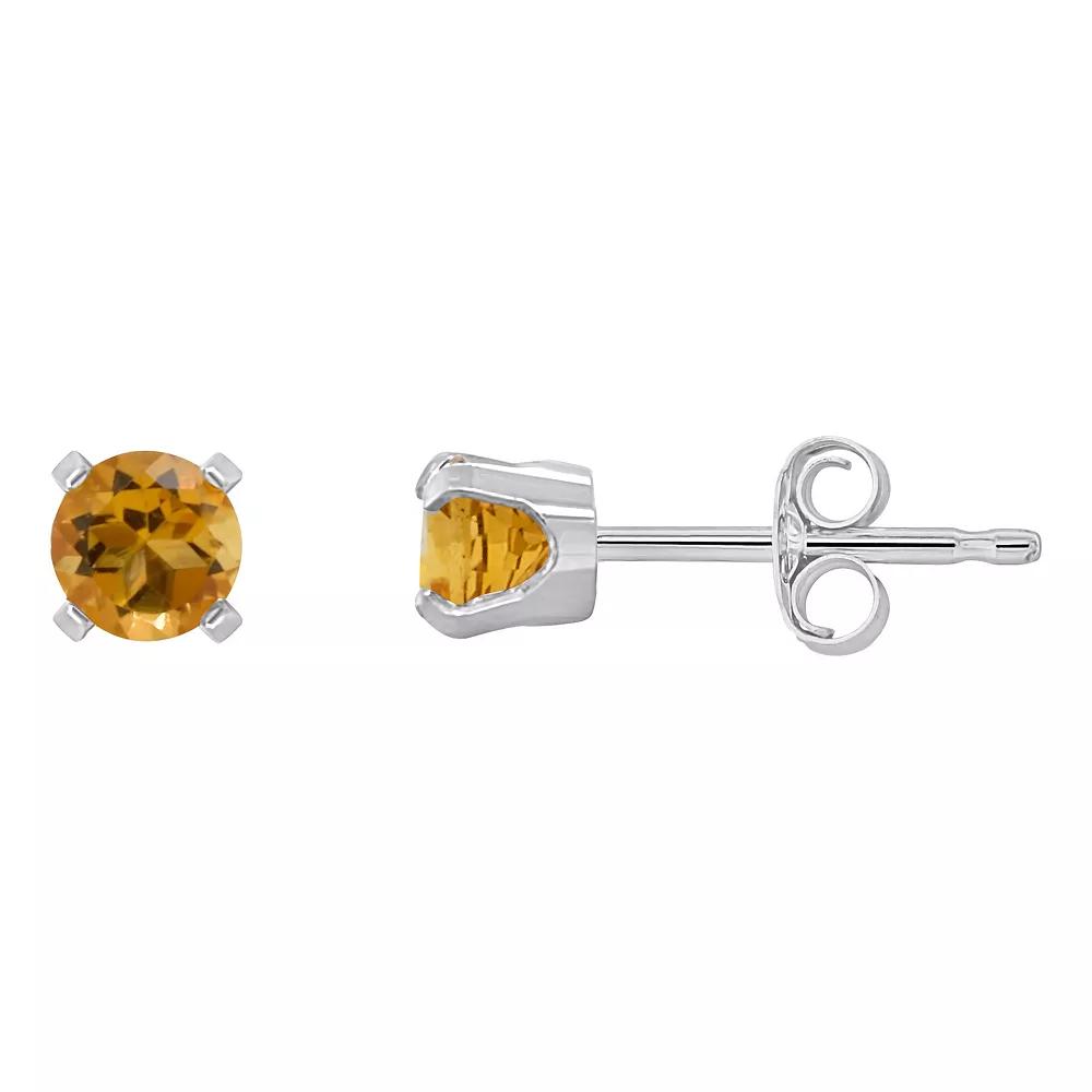 Celebration Gems 14k White Gold Round Gemstone Stud Earrings, Womens, Citrine Product Image