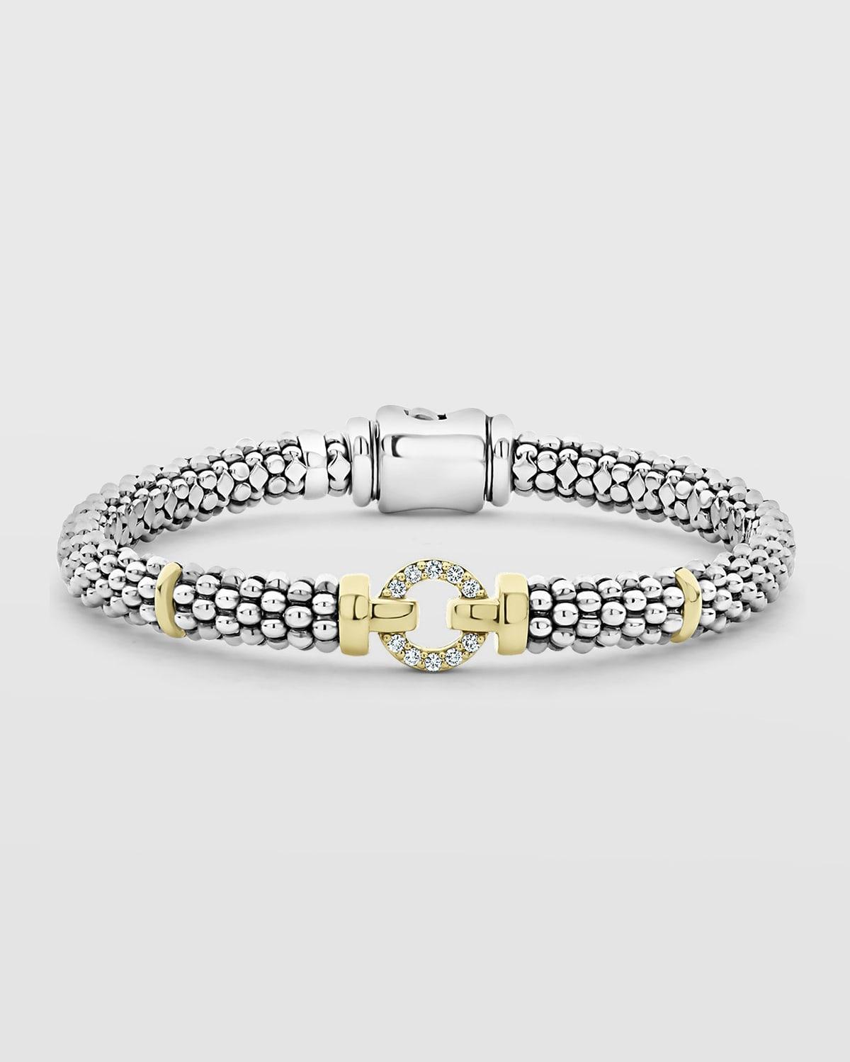 Lagos Enso Sterling Silver Caviar Bracelet with Diamonds Product Image
