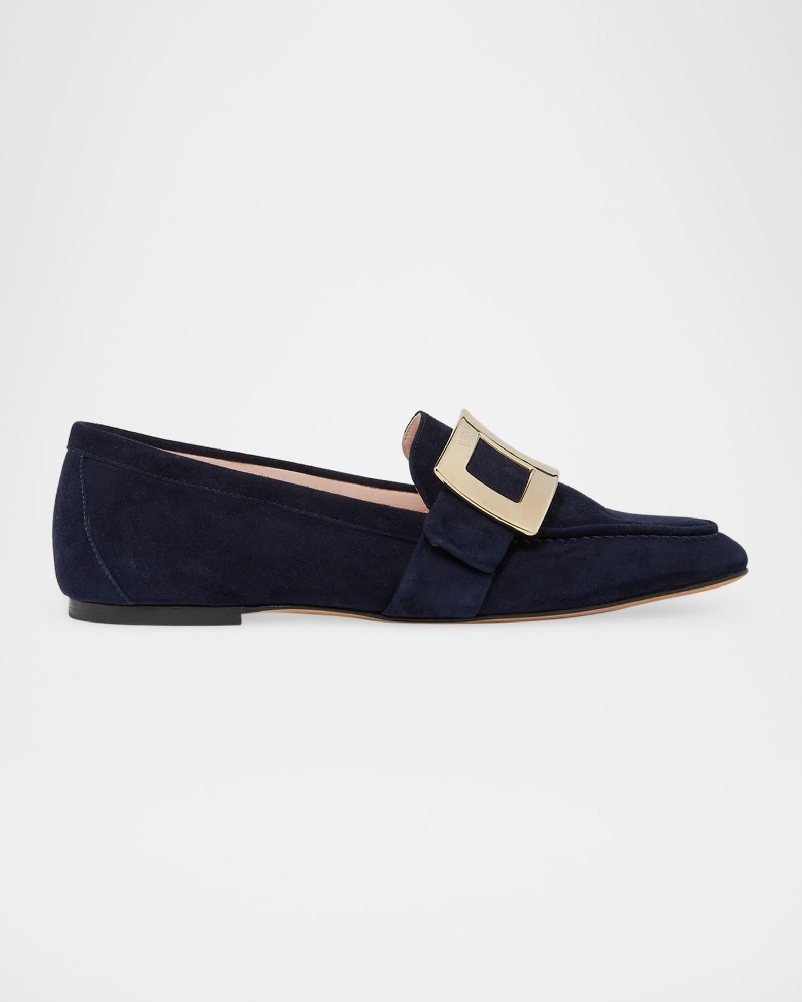 Suede Metal Buckle Loafers Product Image
