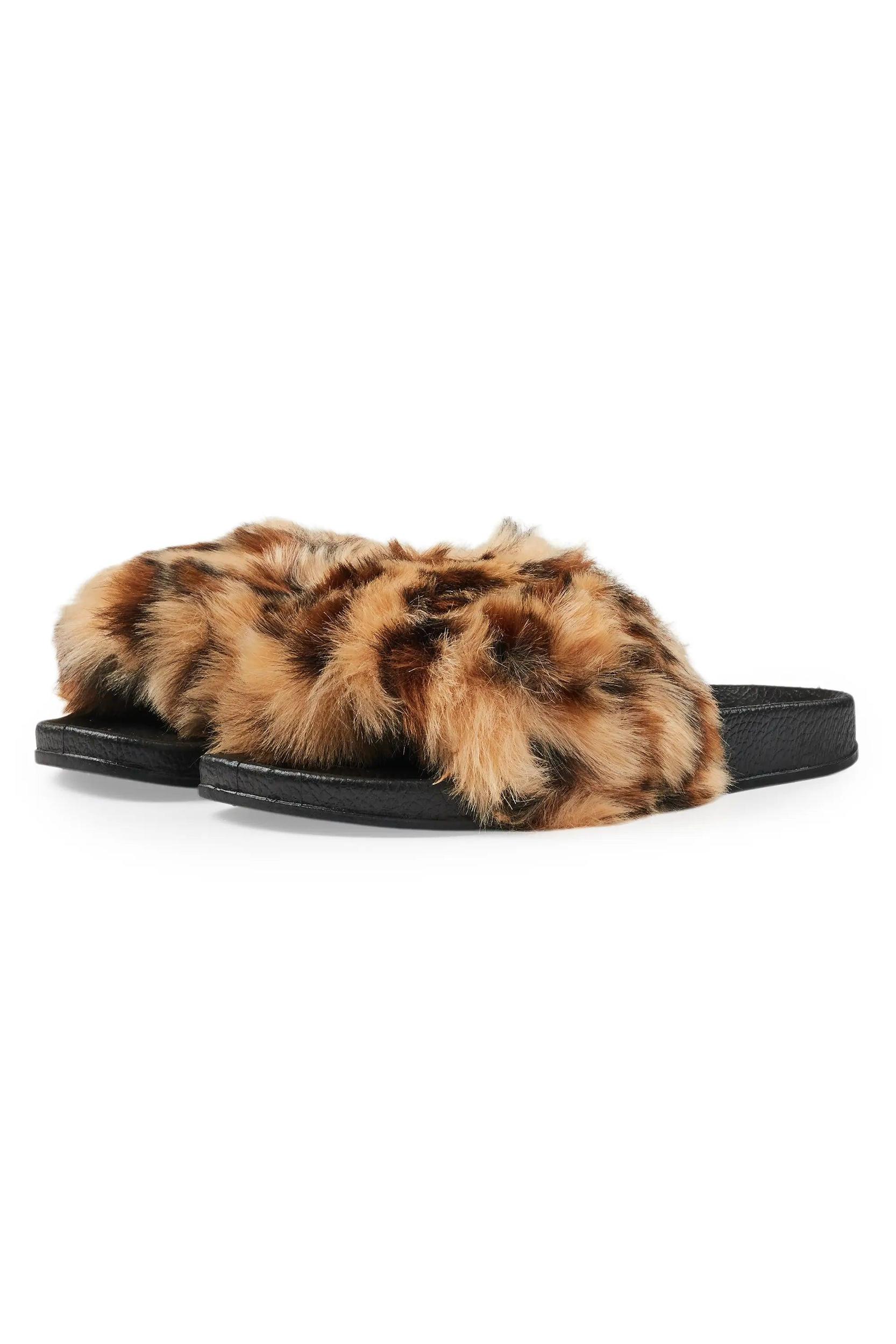 Tatyana Cheetah Fur Slides Female Product Image