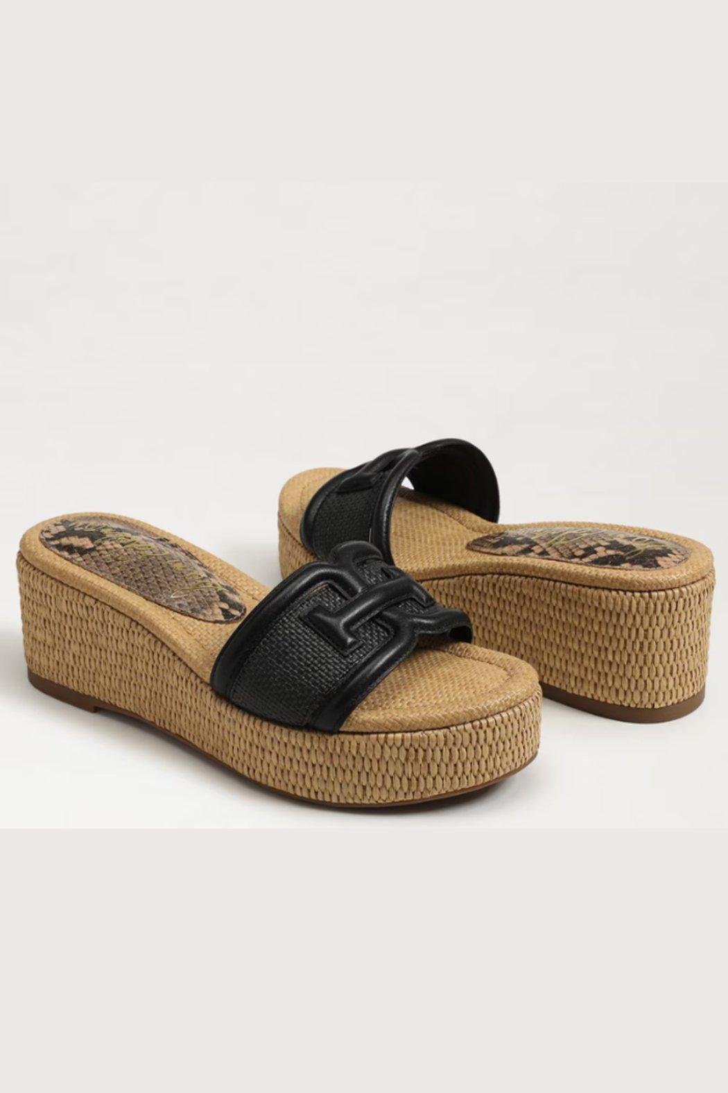 Pauleena Espadrille Sandal - Black Leather Product Image