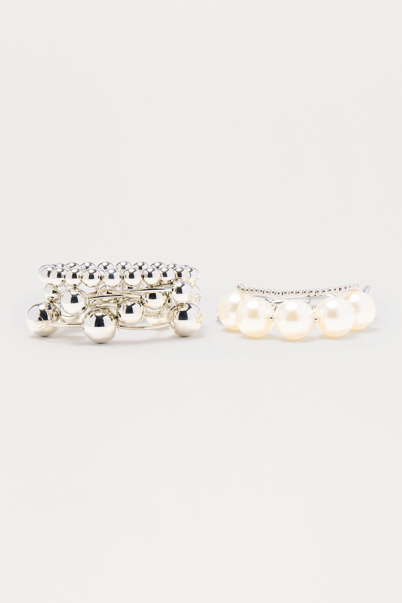 Lori Pearl Beaded 7 Piece Bracelet Set - Silver Product Image