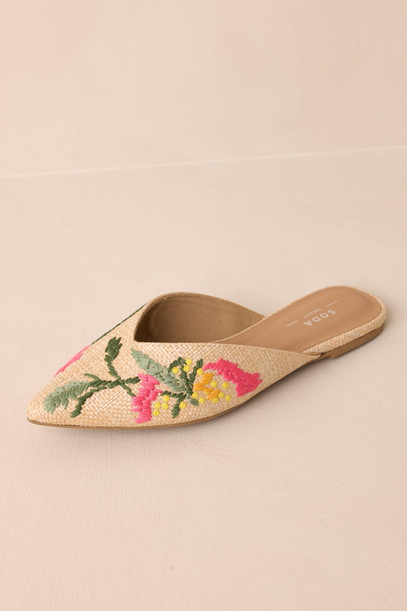 Wildflower Wander Natural Raffia Pointed Toe Flat Product Image