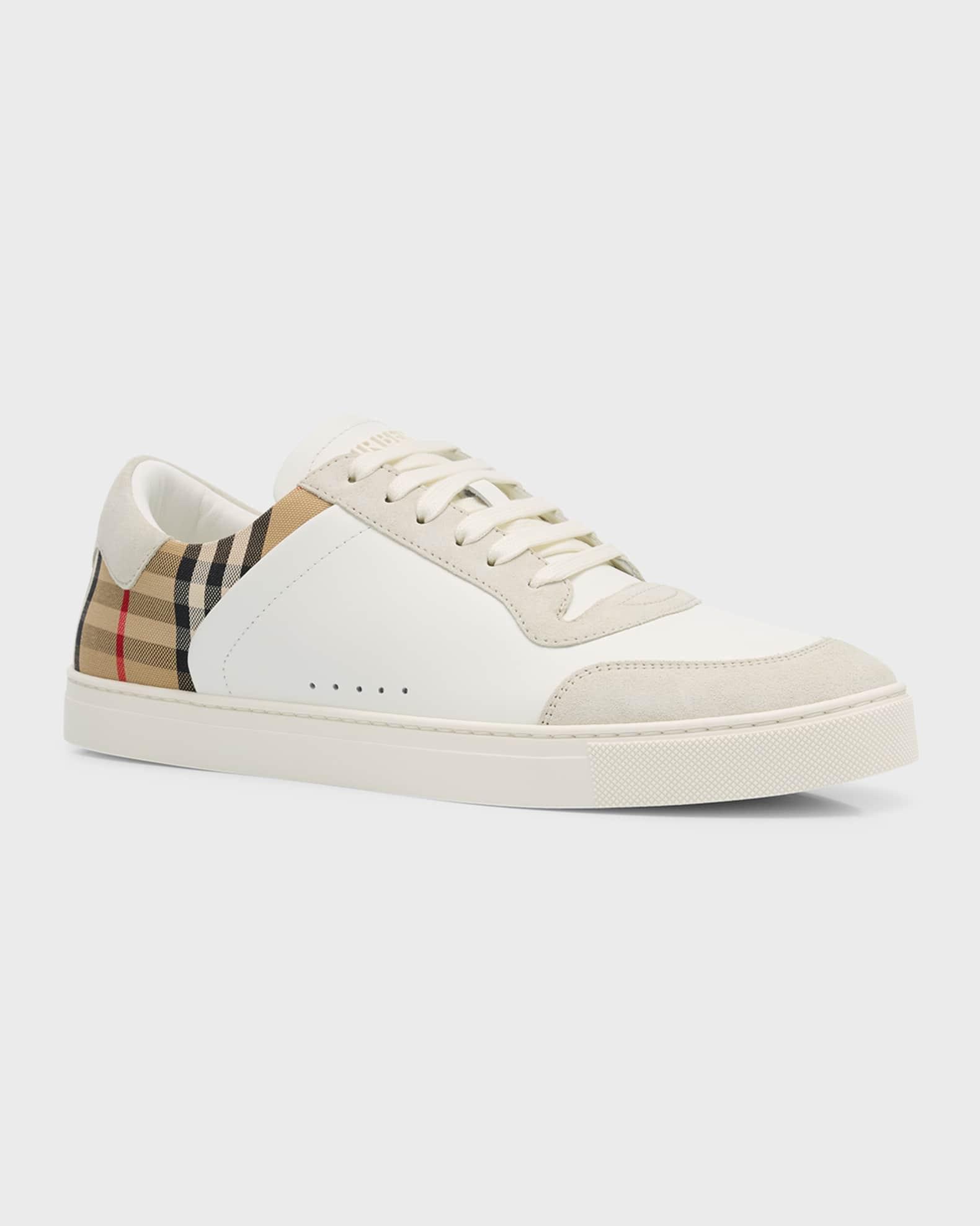 Mens Stevie Check Leather & Canvas Sneakers Product Image