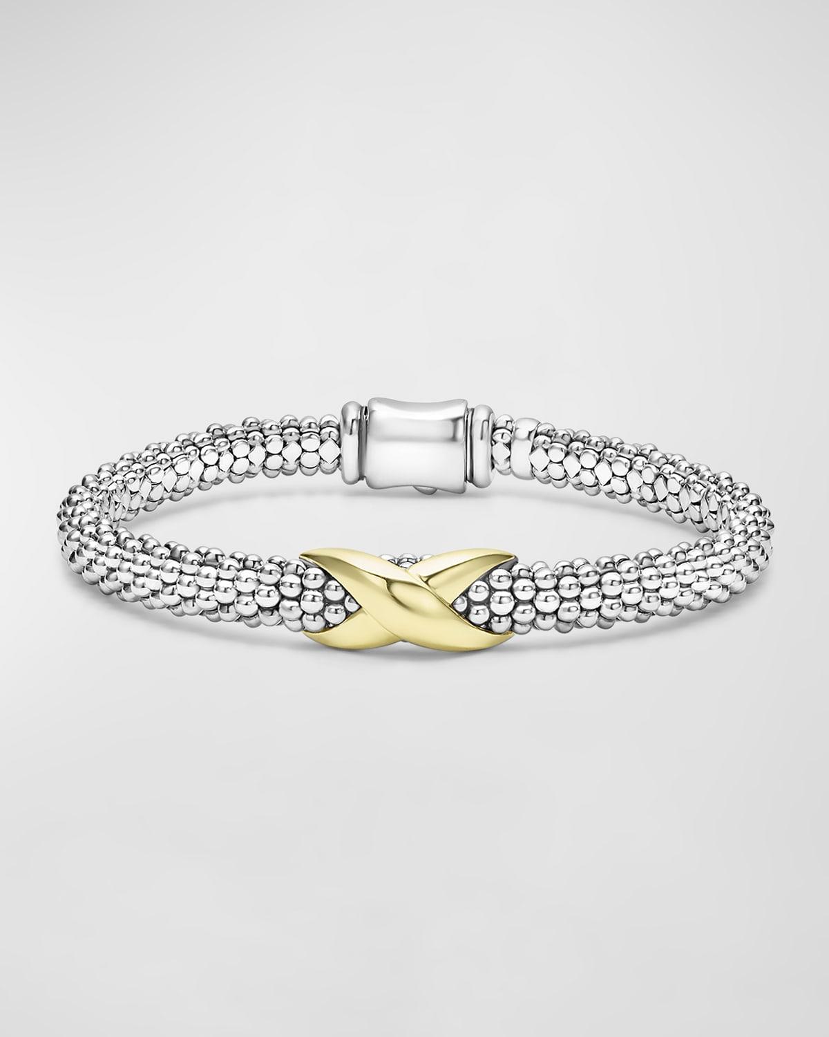 Lagos 18K Yellow Gold & Sterling Silver Embrace X Caviar Bead Link Bracelet Product Image
