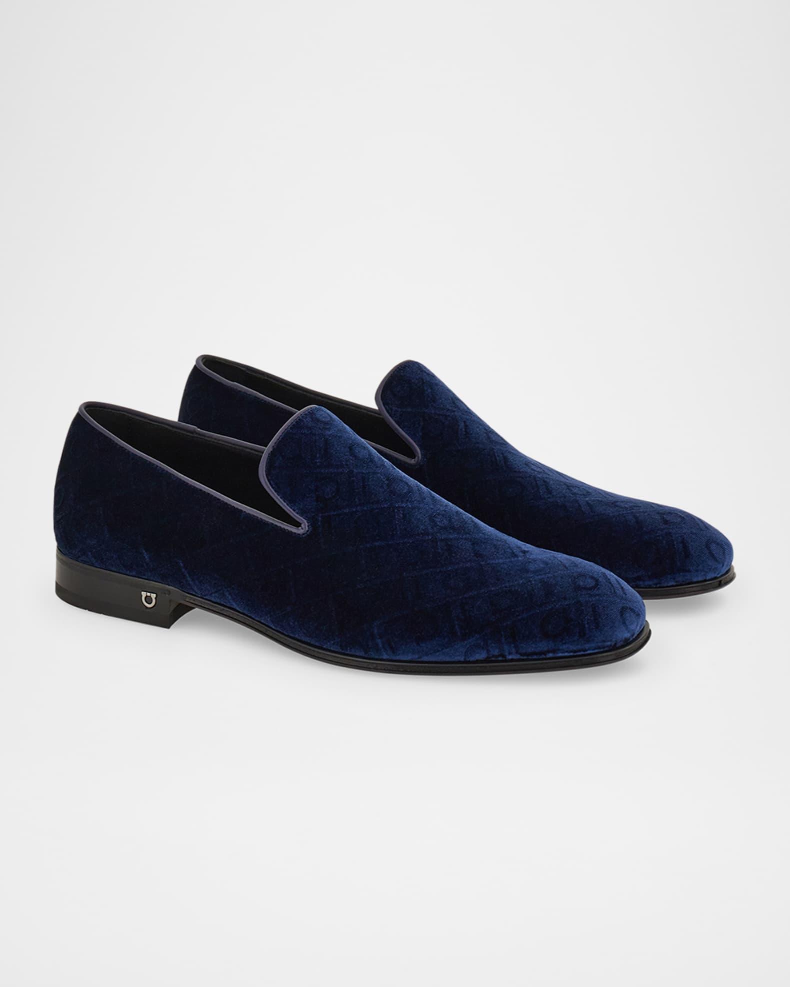 Men's Berry Monogram Velvet Loafers Product Image