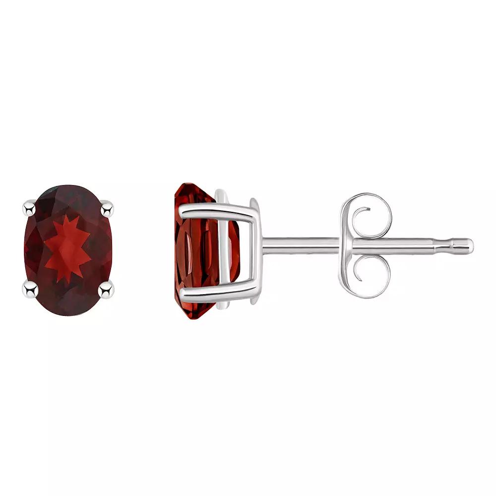 Celebration Gems 14k White Gold Oval Gemstone Stud Earrings, Women's, Red Product Image