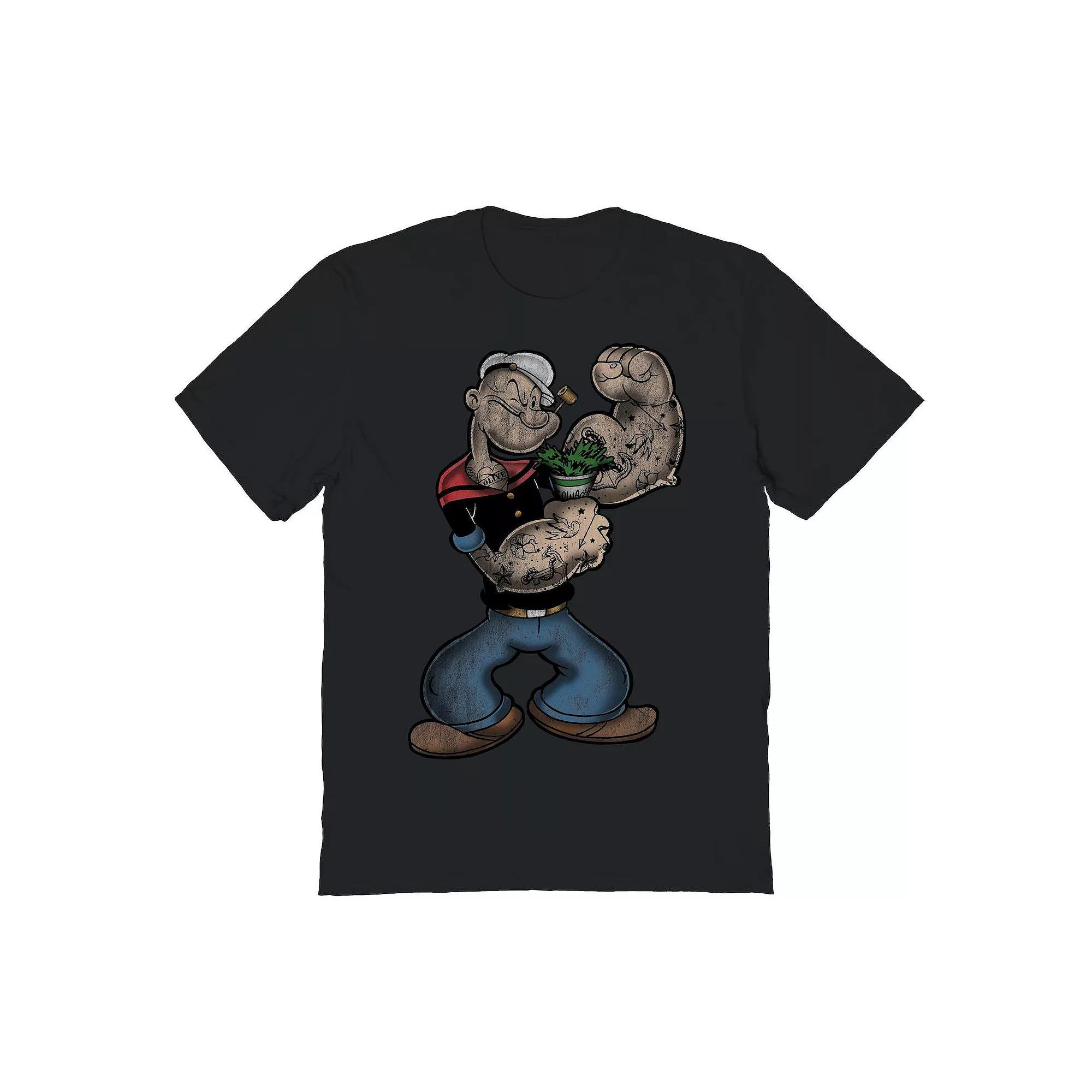Men's Popeye Spinach Flex Graphic Tee, Size: Medium, Black Product Image