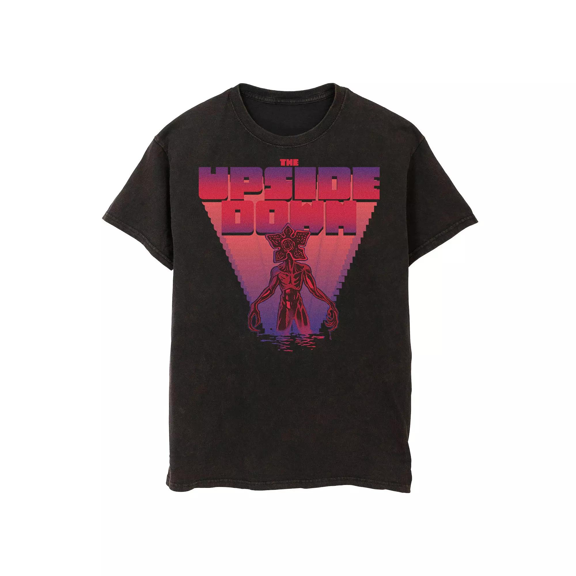 Men's Stranger Things The Upside Down 8-Bit Demogorgon Mineral Wash Graphic Tee,  Product Image
