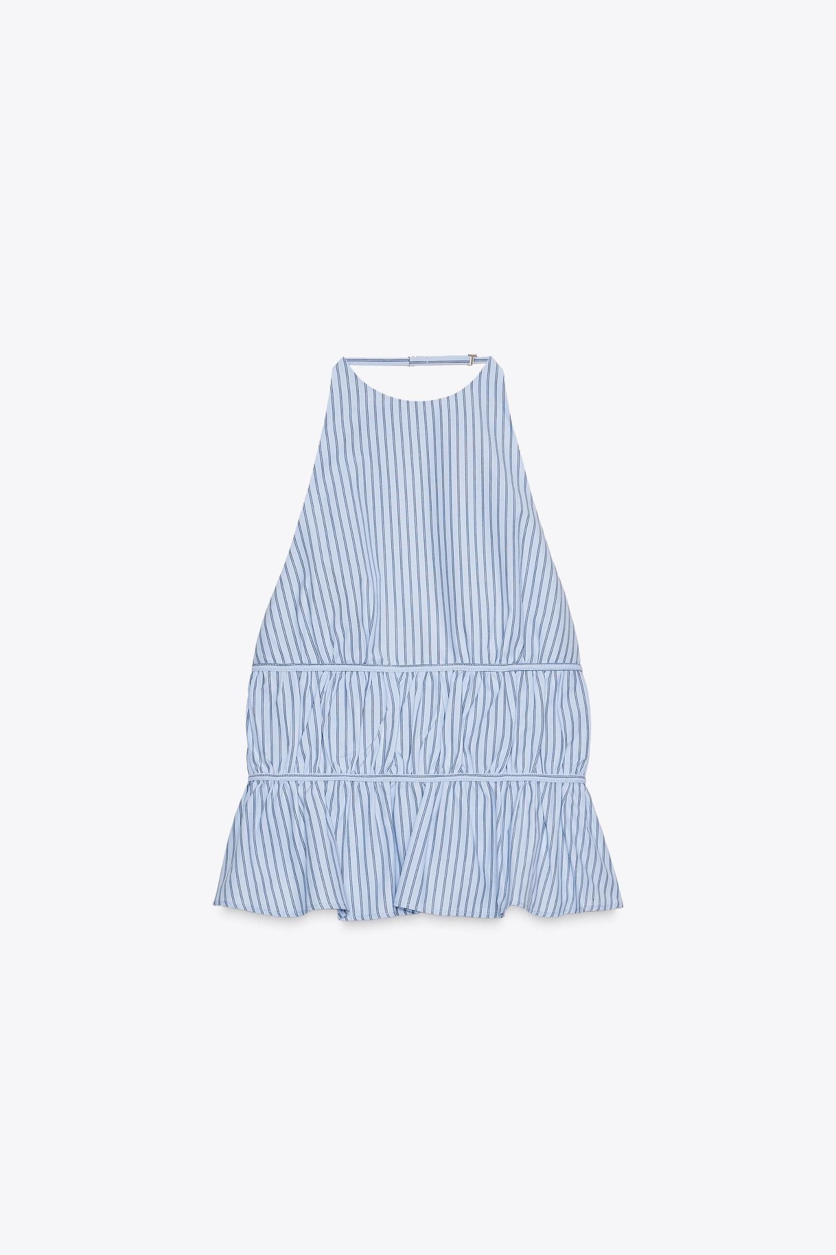 STRIPED POPLIN HALTER TOP Product Image