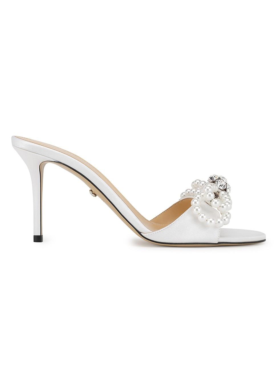 Womens 85MM Embellished Double Bow Satin Sandals Product Image