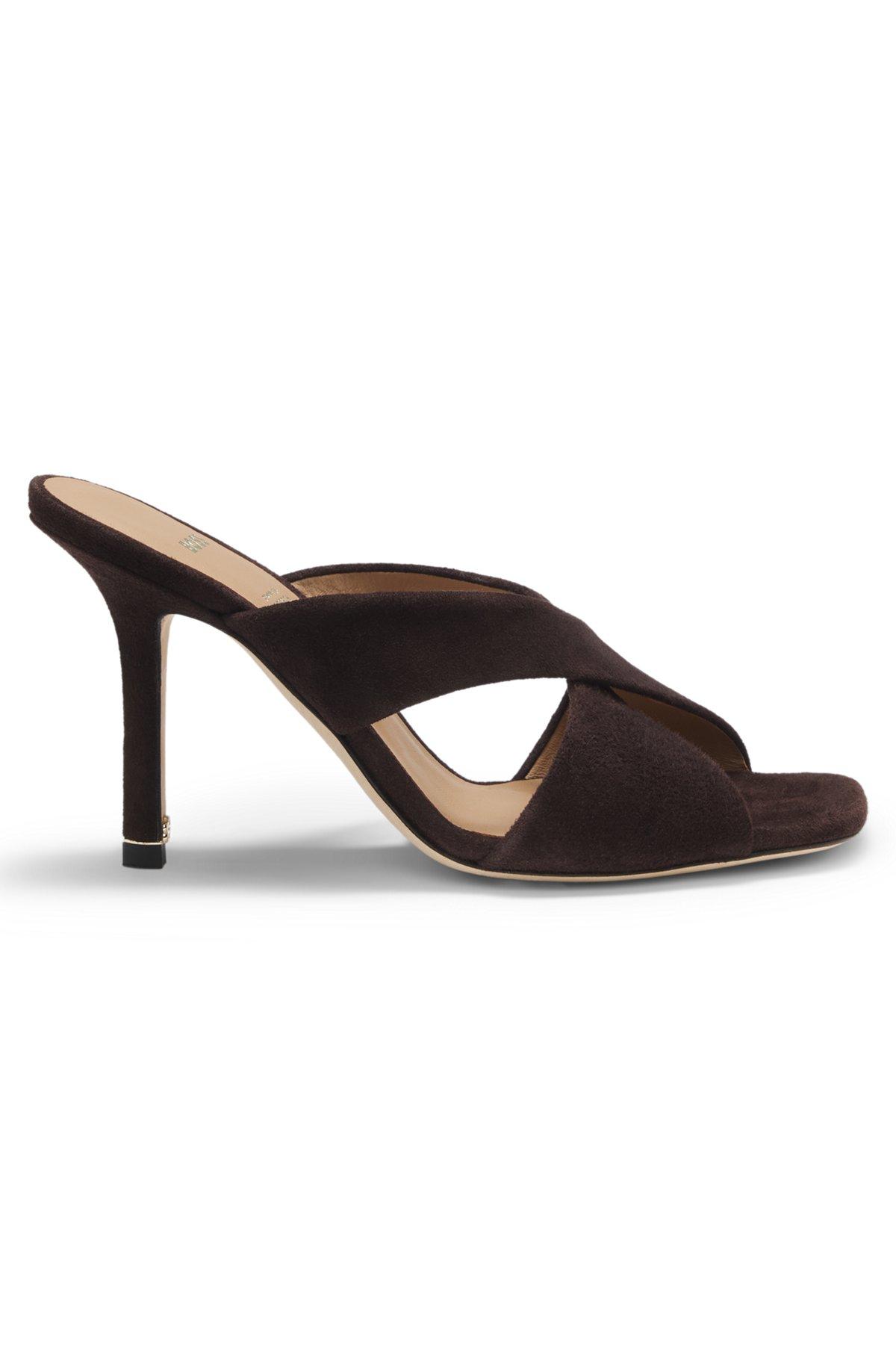 Suede sandals with crossover straps Product Image