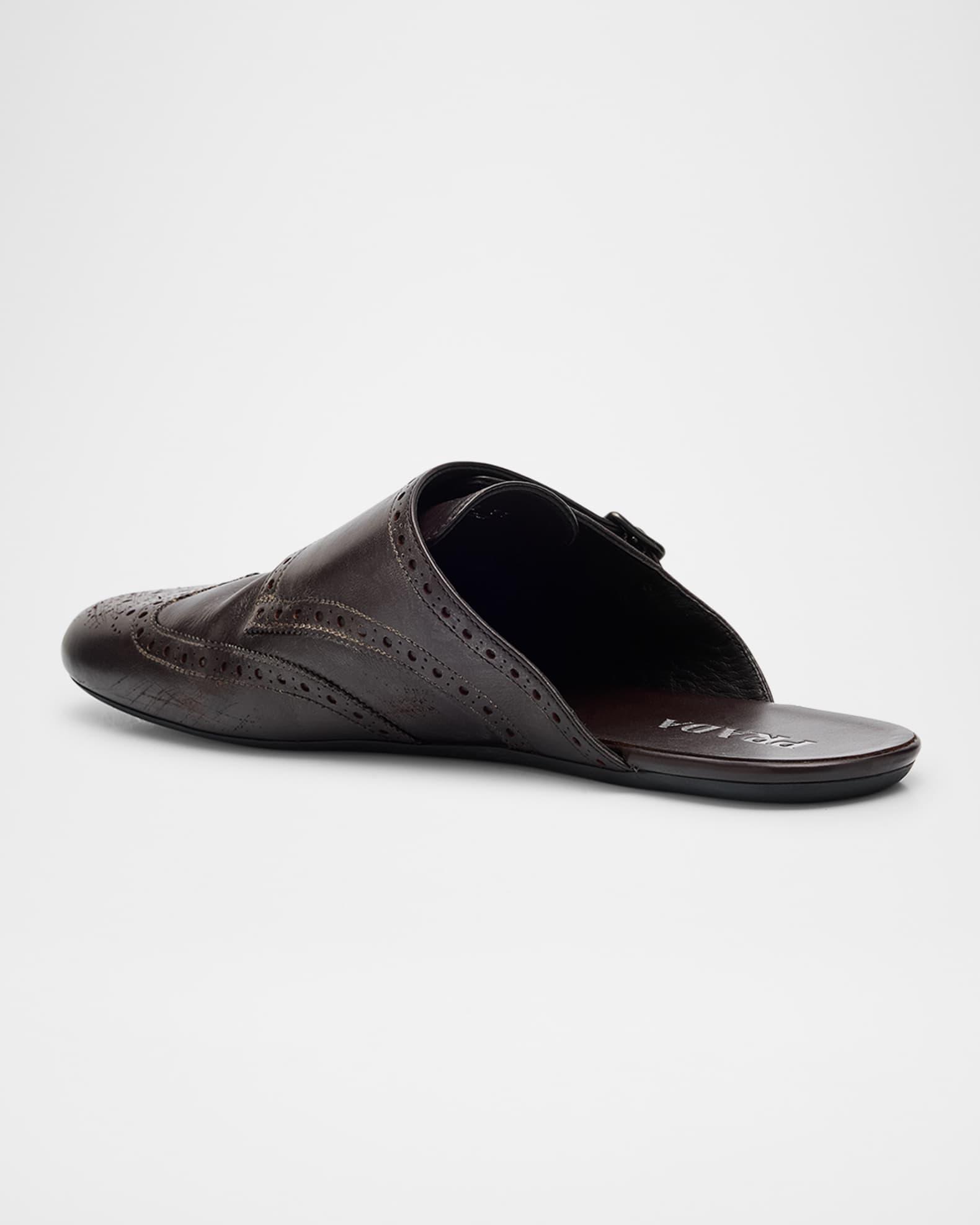 Men's Shuffle Leather Double-Monk Strap Mules Product Image