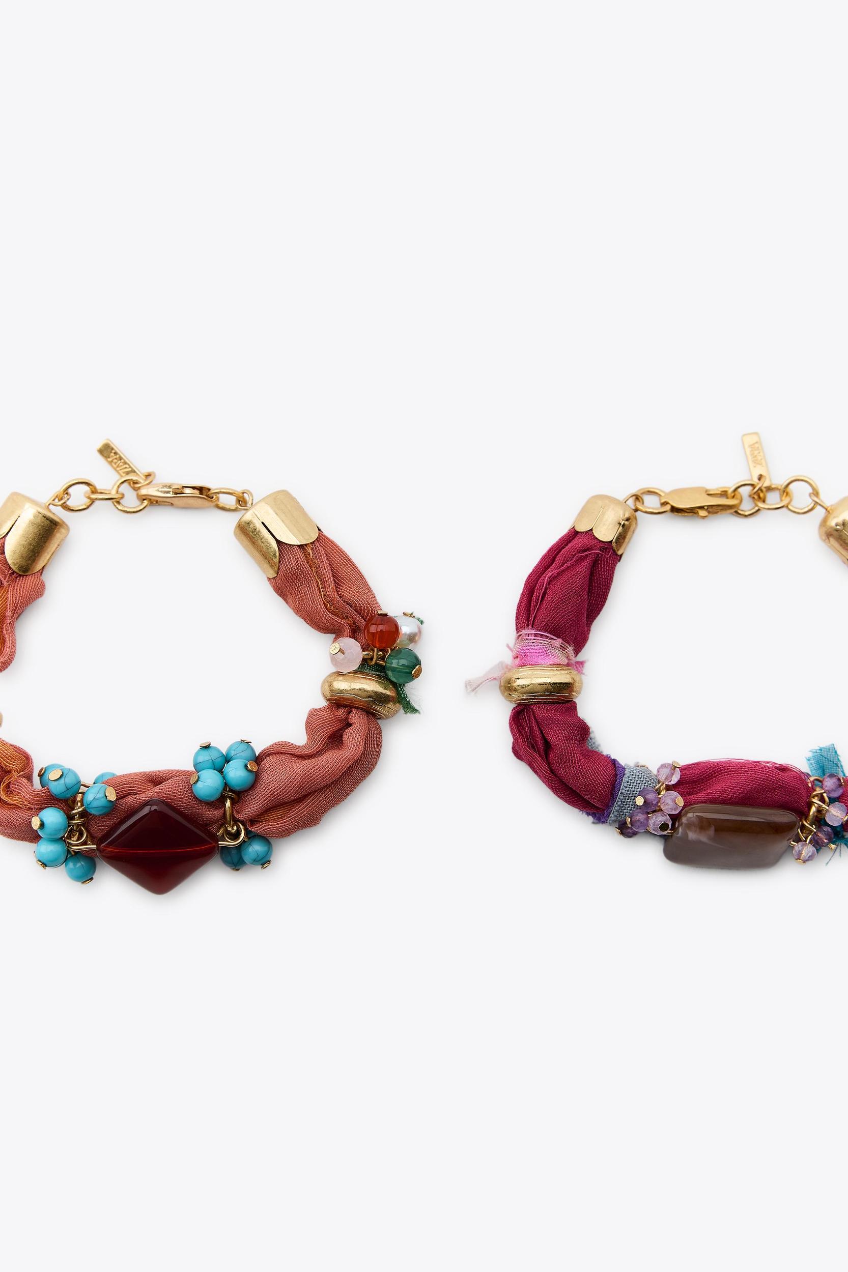 2-PACK OF BEADED FABRIC BRACELETS Product Image