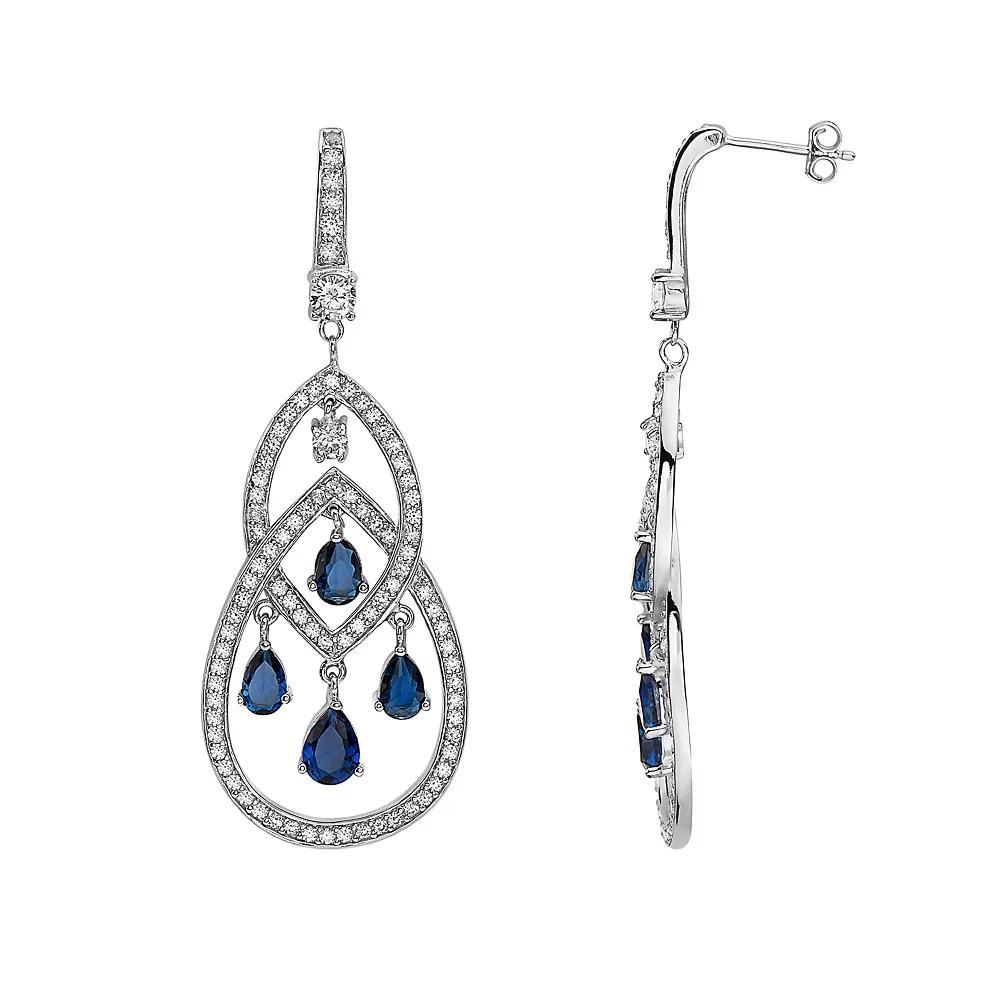 Sterling Silver Cubic Zirconia Interlocked Teardrop Drop Earrings, Women's Product Image
