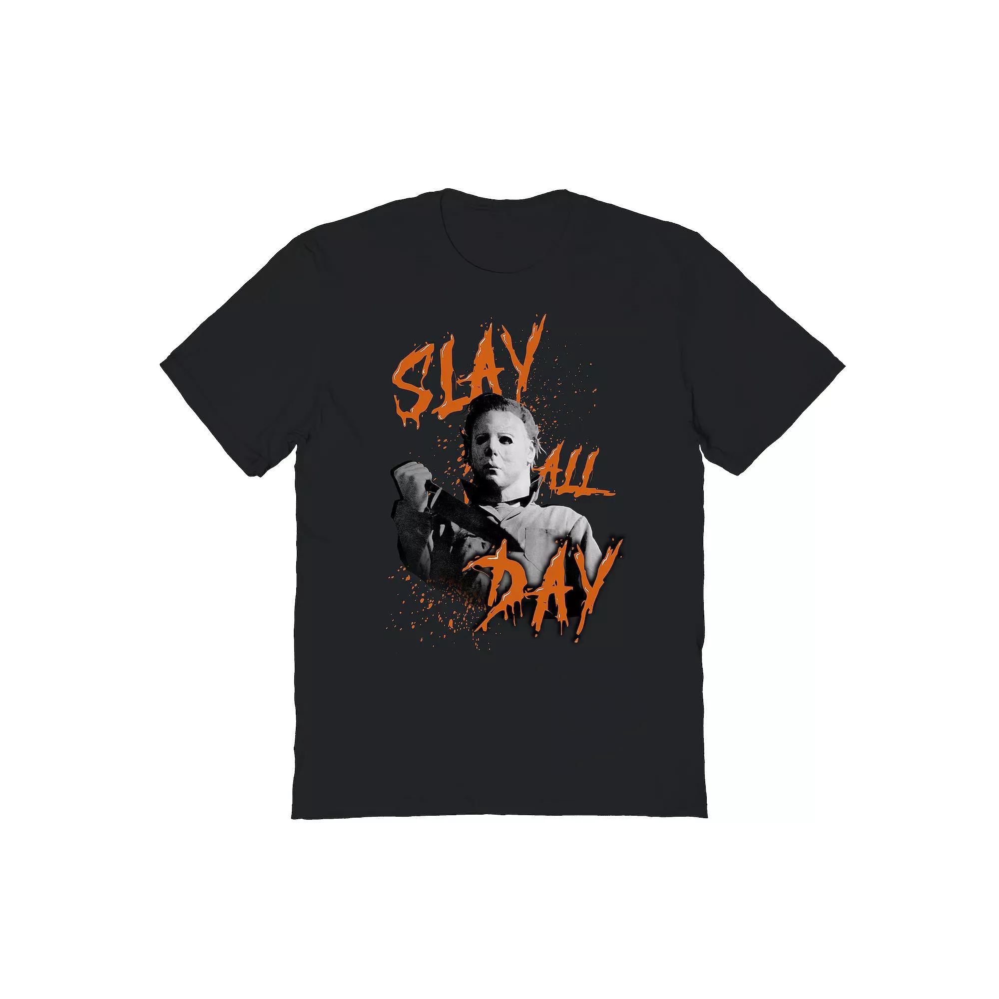 Men's Slay All Day Halloween Graphic Tee, Size: Small, Black Product Image