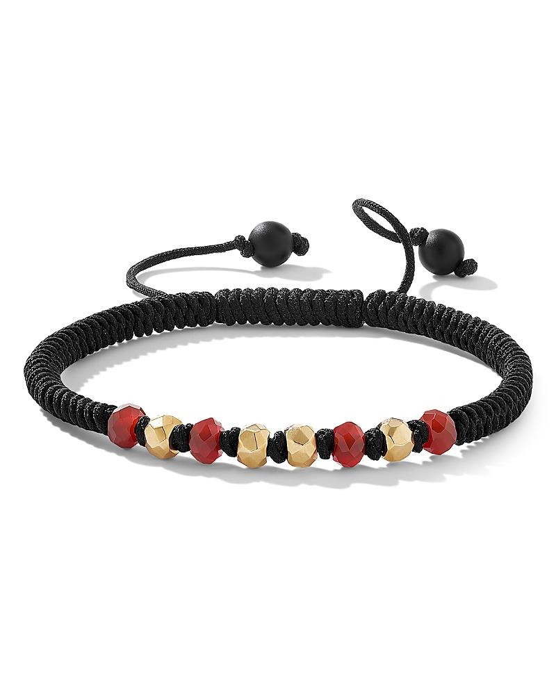 David Yurman 18K Yellow Gold Fortune Onyx & Carnelian Bead Cord Bracelet Product Image
