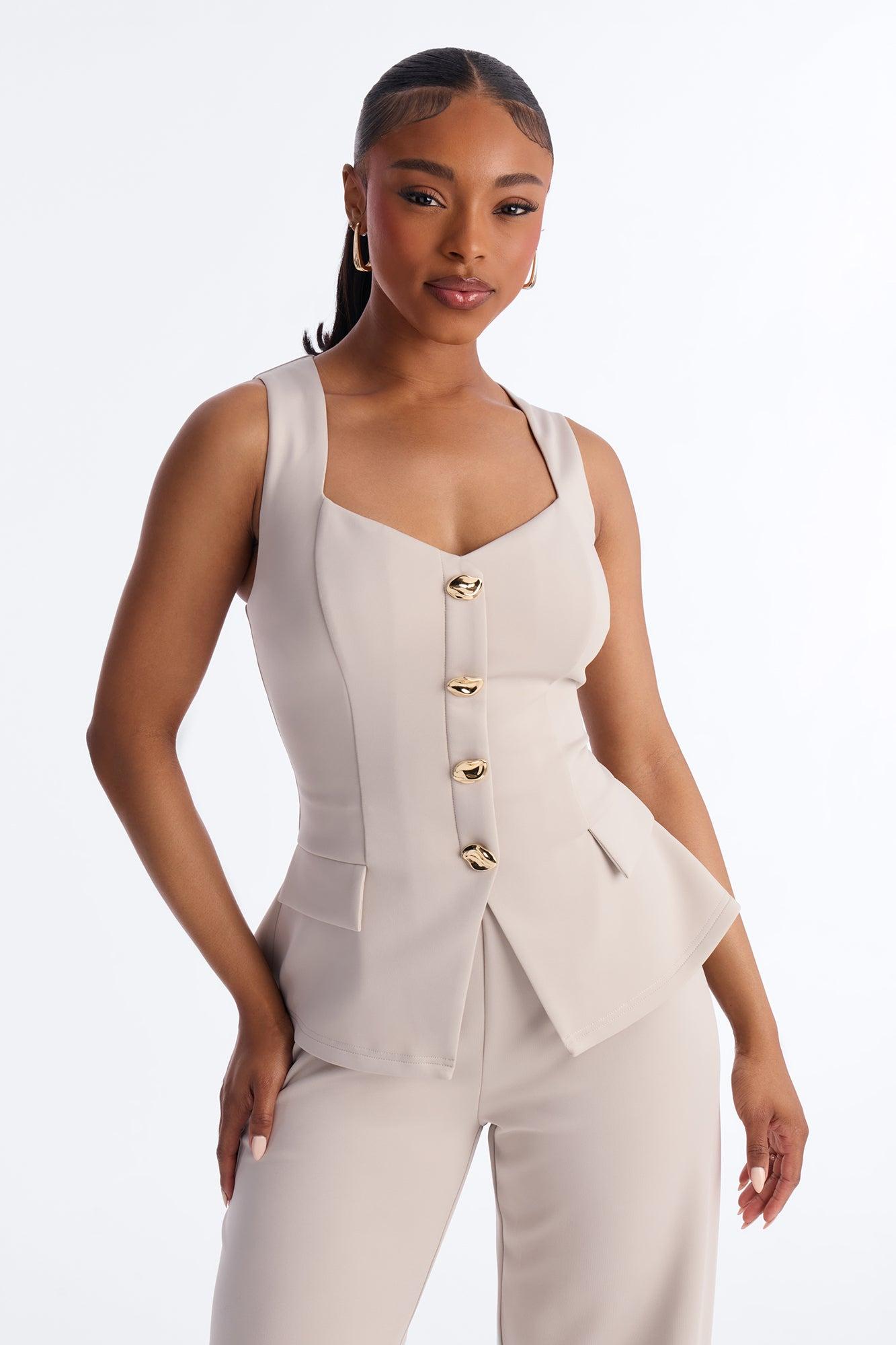 Gracia Hardware Wide Leg Jumpsuit - Stone Female Product Image