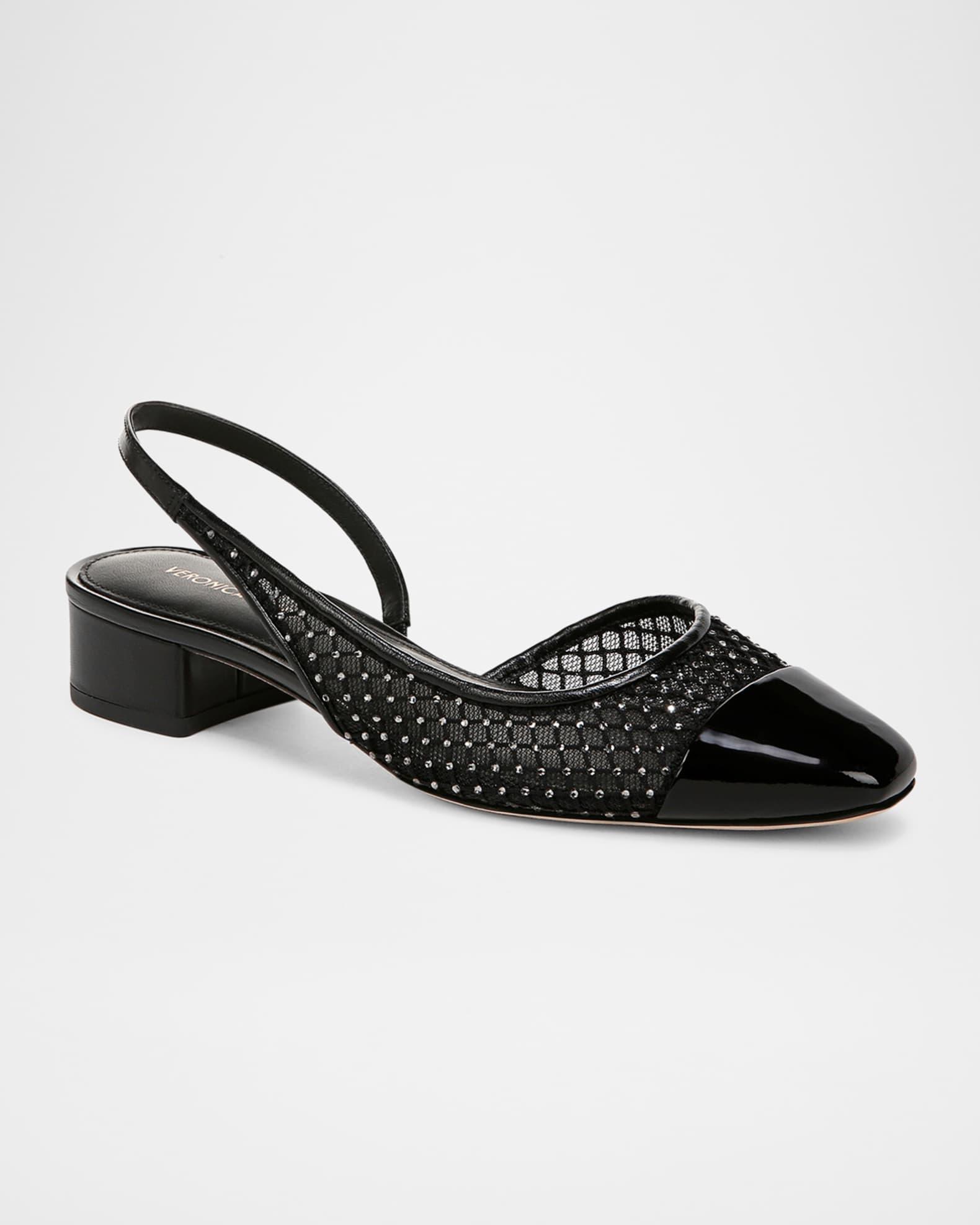 Cecile Net Leather Slingback Ballerina Flats Product Image