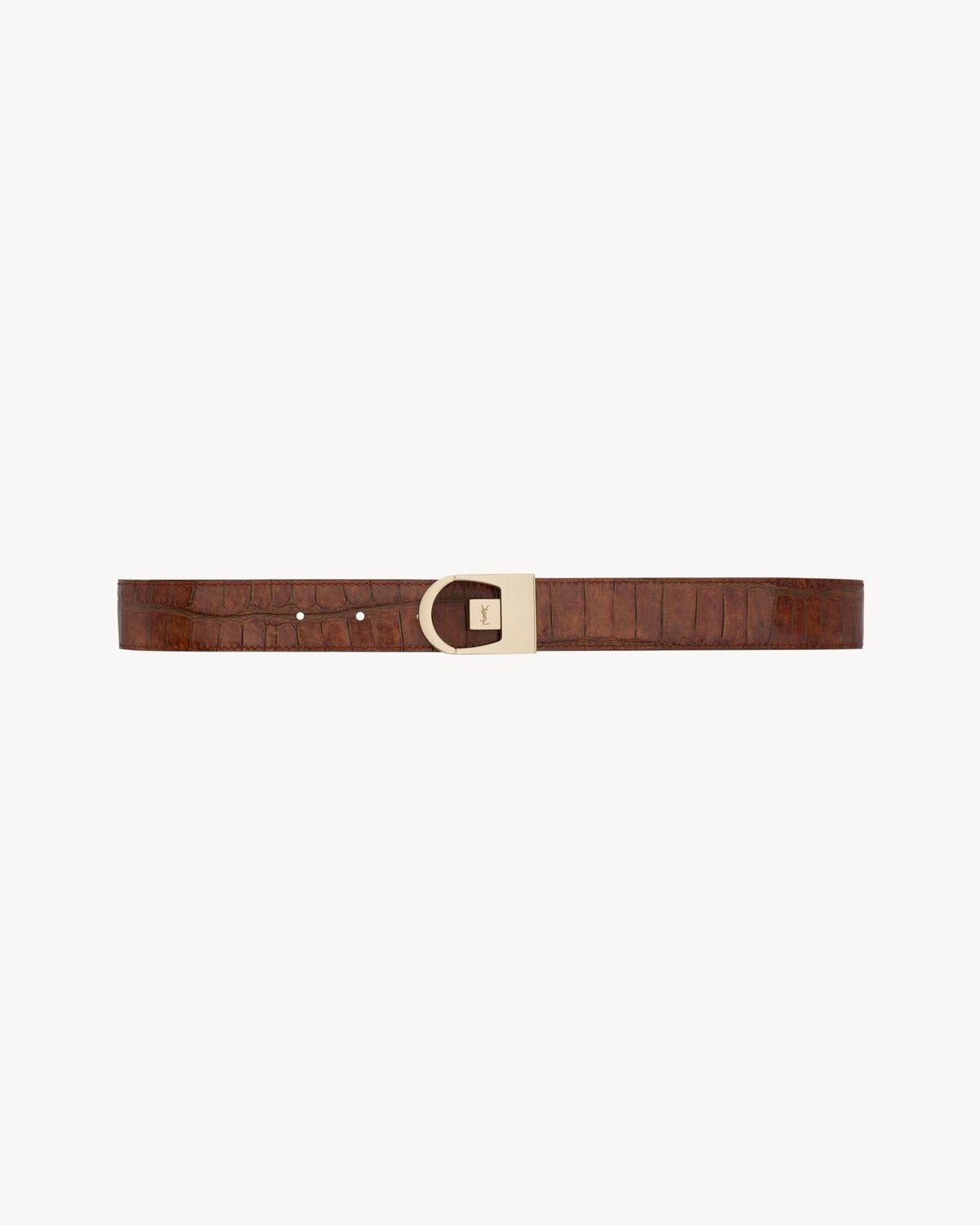 reversible belt in crocodile-embossed leather Product Image