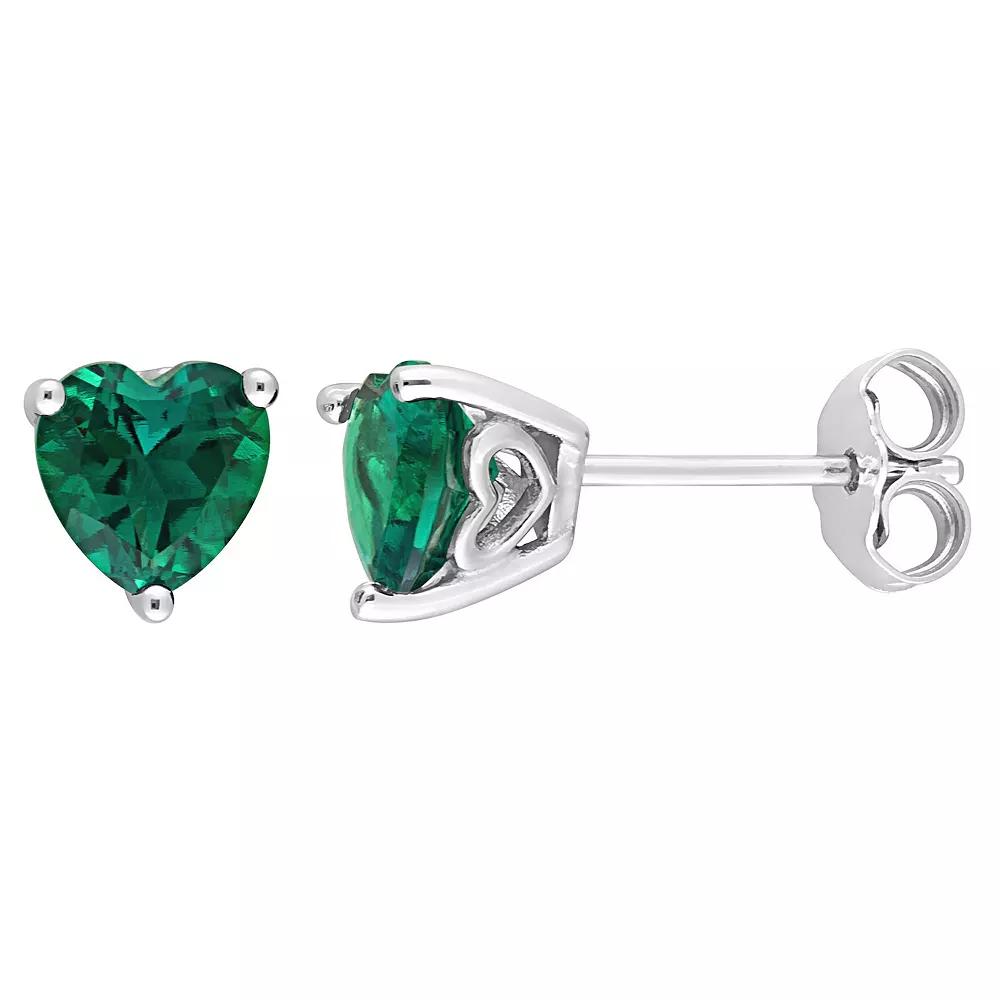 Stella Grace Sterling Silver & Gemstone Heart Stud Earrings, Women's, Created Green Product Image