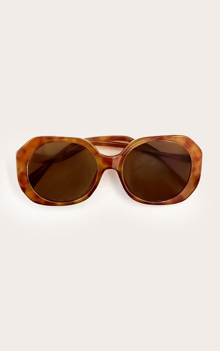 Honey Tortoiseshell Oversized Angled Sunglasses Product Image