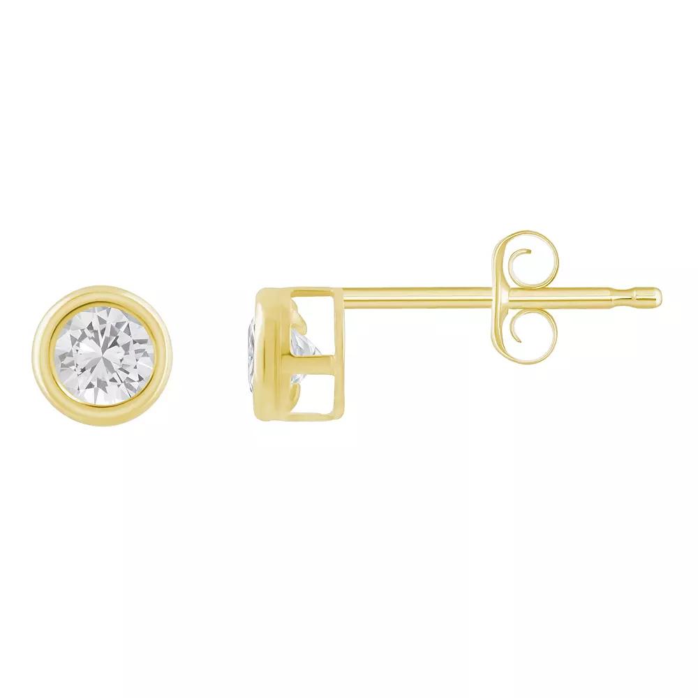 Celebration Gems 10k White Gold 3 mm Round Gemstone Stud Earrings, Women's, White Topaz Product Image