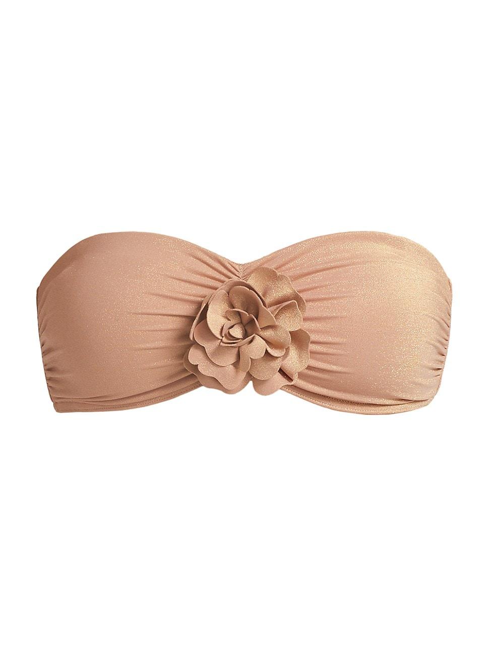 Womens Everley Metallic Flower Bandeau Bikini Top Product Image