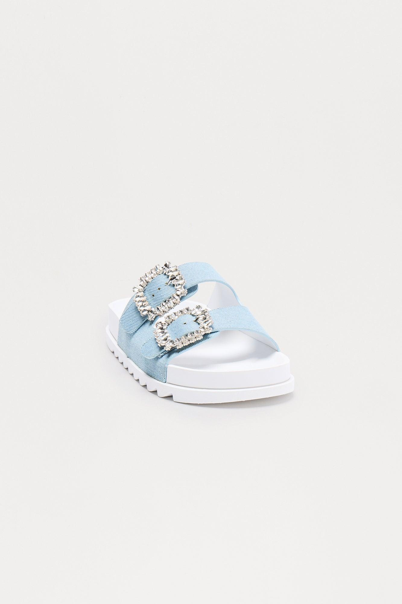 Vaughn Embellished Buckle Sandals - Denim Female Product Image