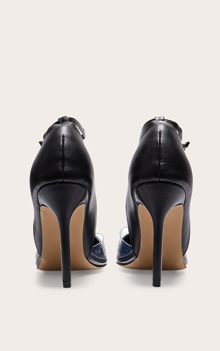 Black Pu Point Toe Perspex High Heel Courts Product Image