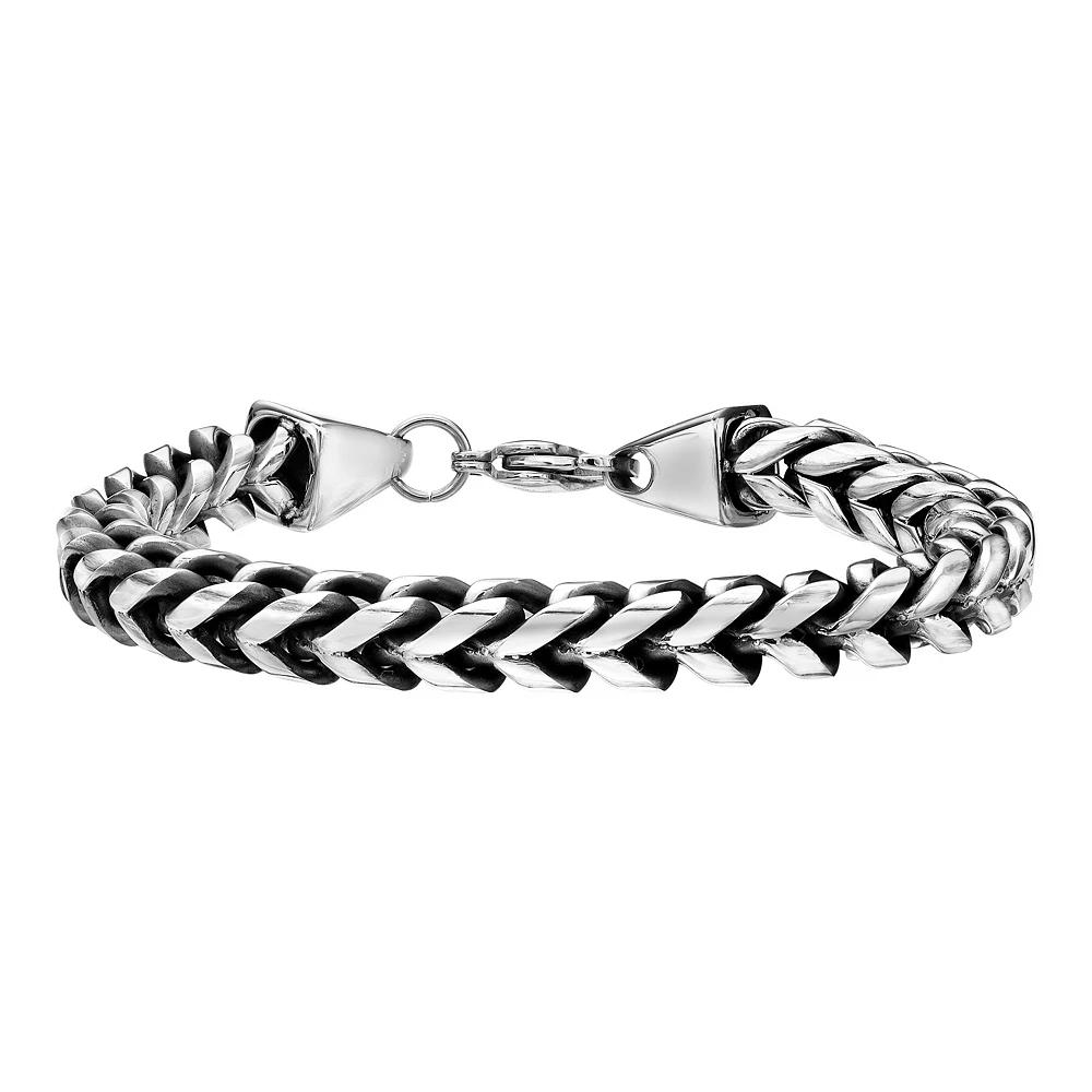 Men's LYNX Black Ion-Plated Stainless Steel Franco Chain Bracelet, Size: 10" Product Image
