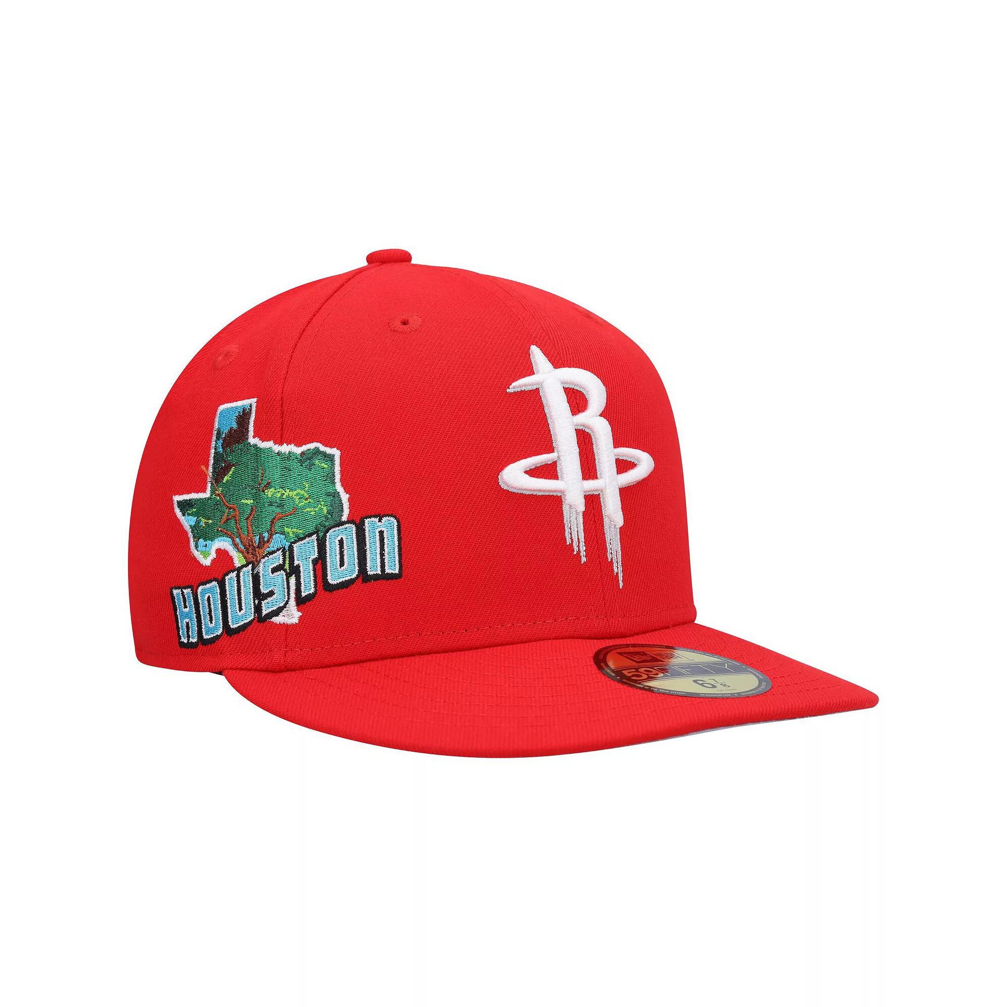 Men's New Era Red Houston Rockets Stateview 59FIFTY Fitted Hat, Size: 7 3/8 Product Image