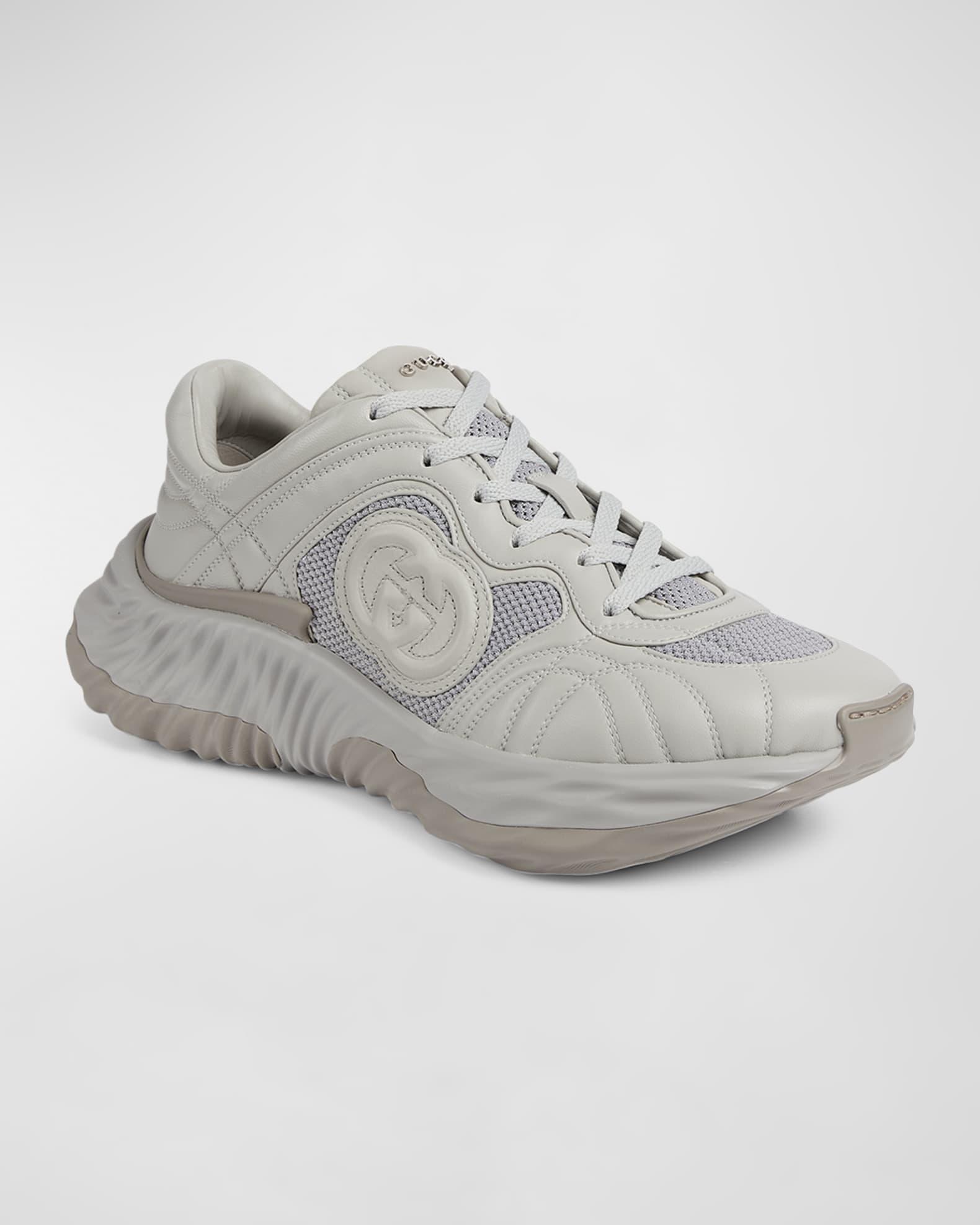 Men's Ripple Mesh and Leather Low-Top Sneakers Product Image