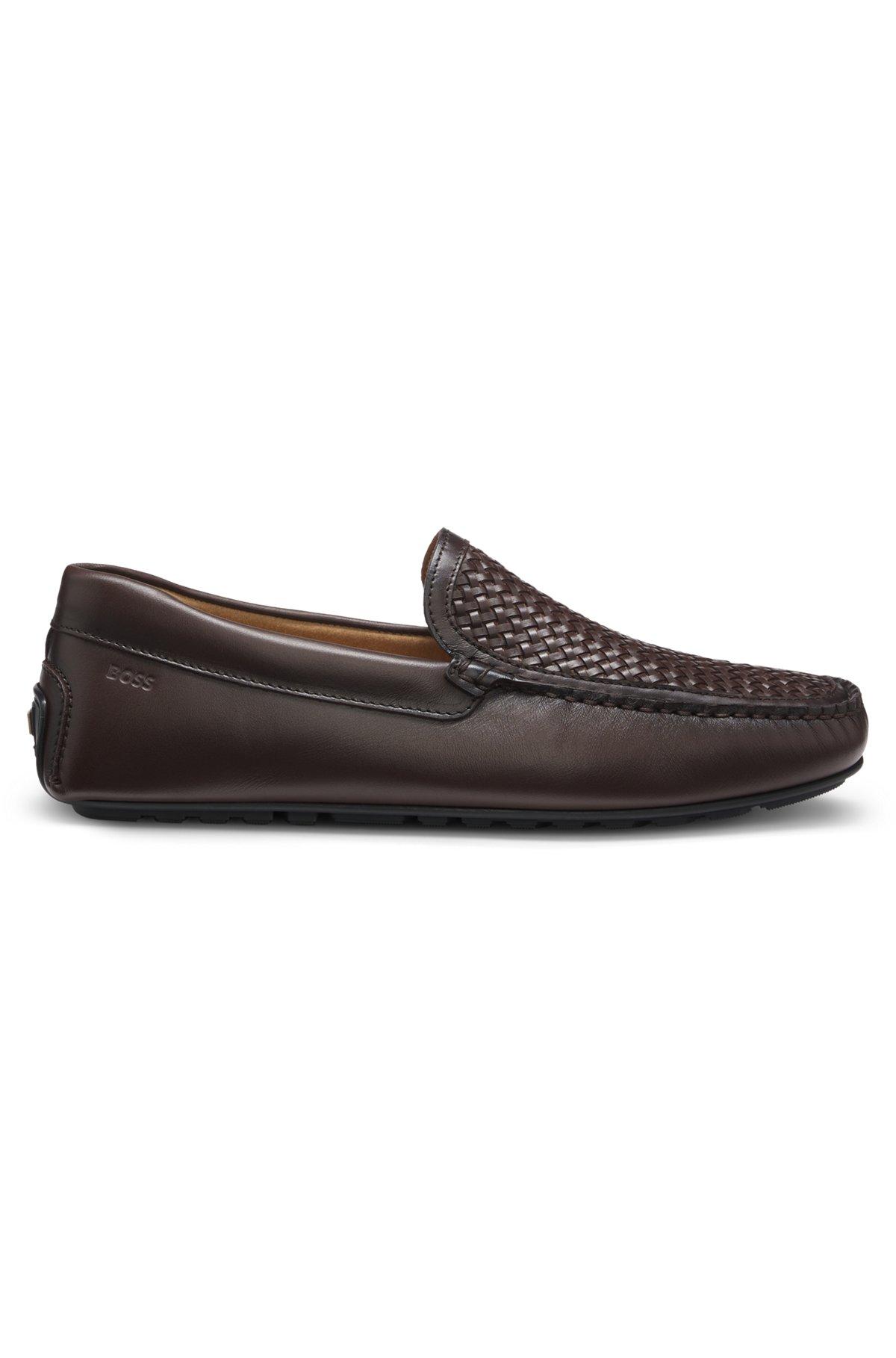 Leather moccasins with woven vamp Product Image