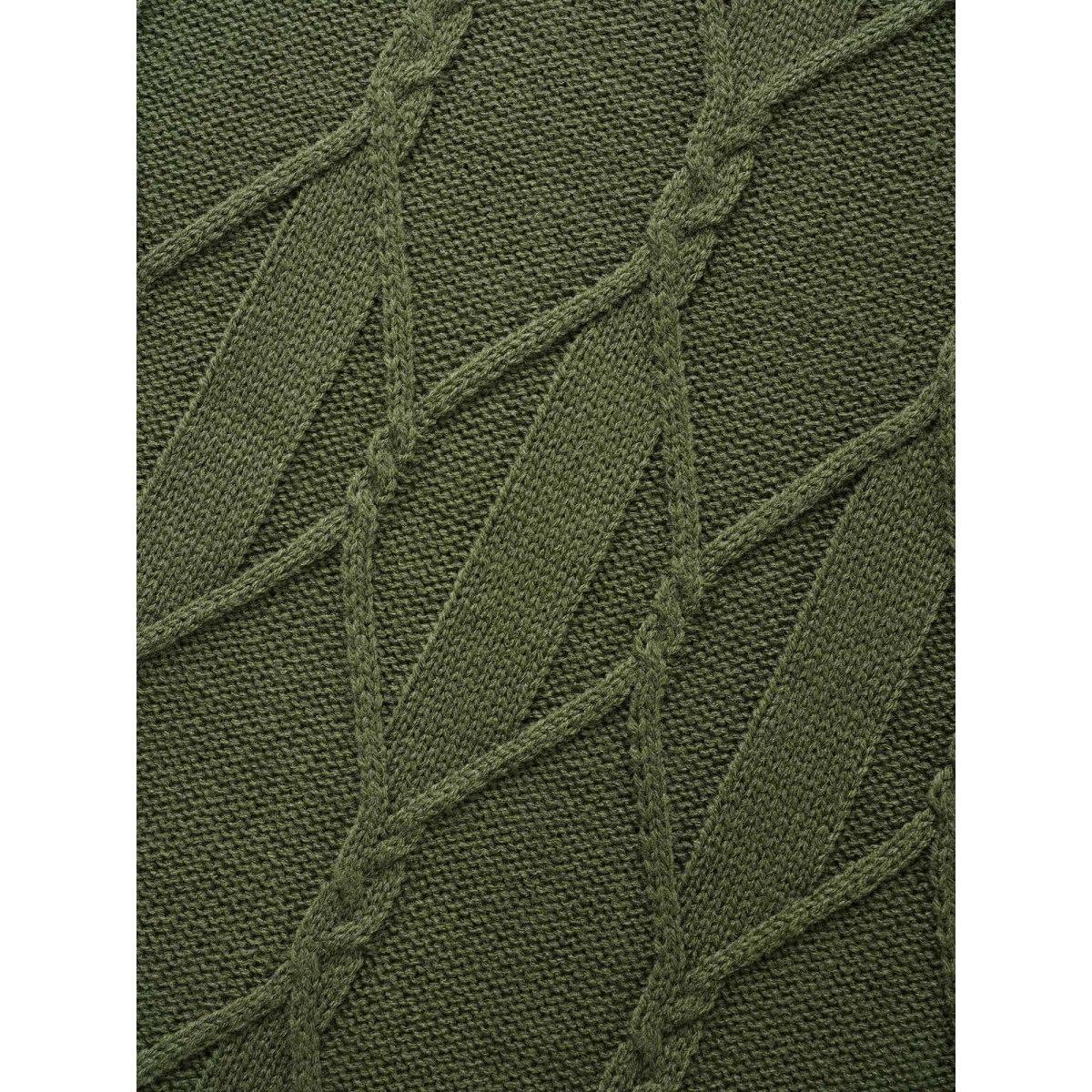 Plus Size Plain Cable Knit Round Neck Pullover Moss Women Casual Long Sleeve Round Neck Everyday Pullovers BloomChic 12/L Product Image