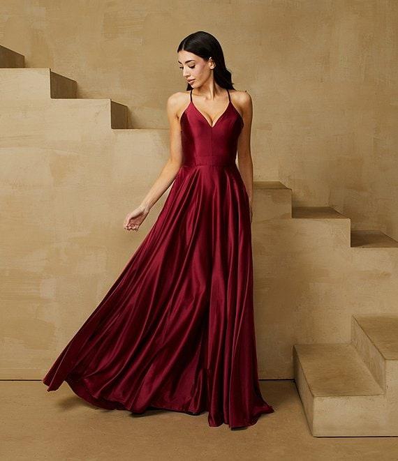 B. Darlin Lace Bra Back Satin Long Dress Product Image