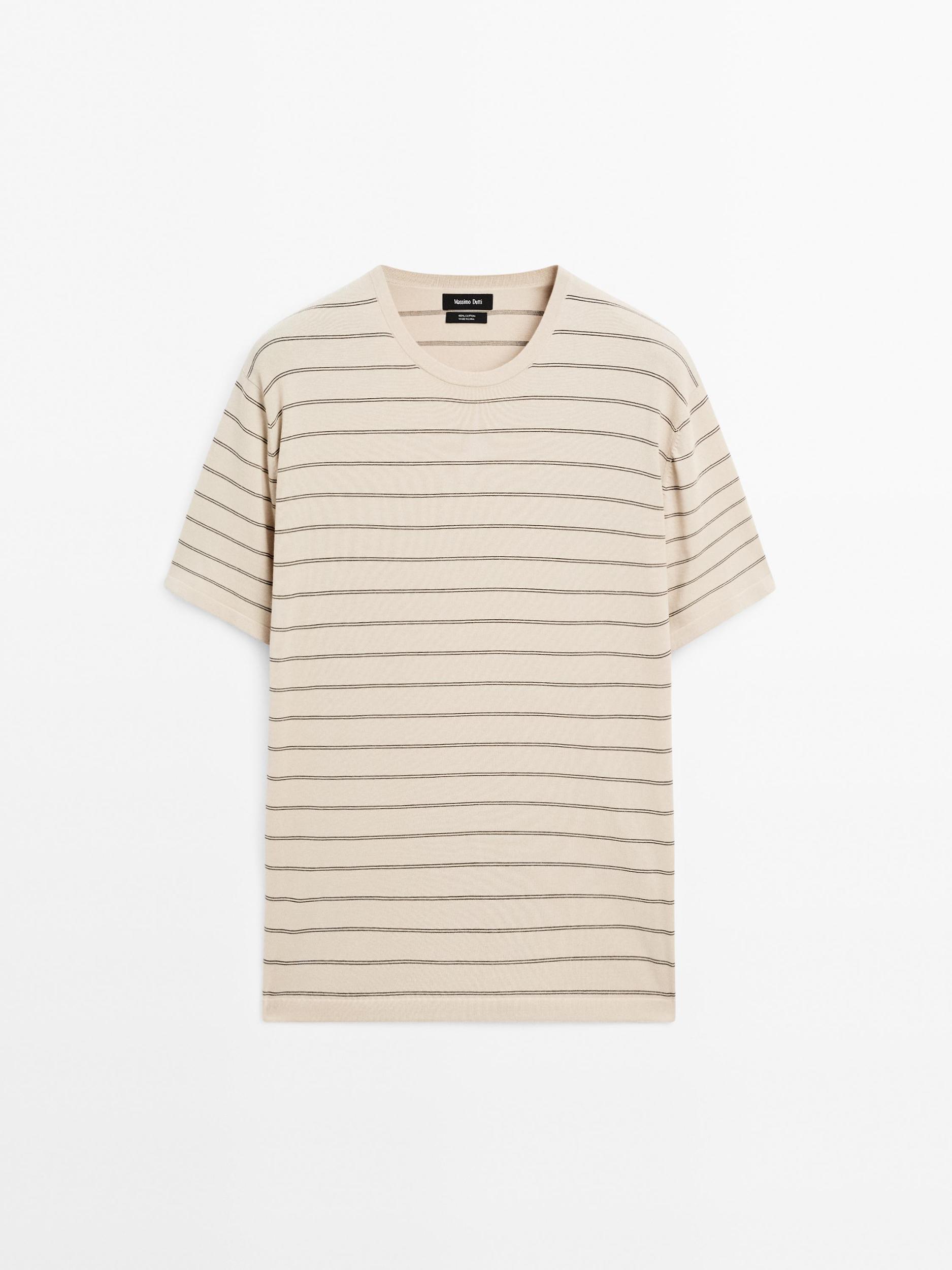 Striped lightweight knit T-shirt Product Image