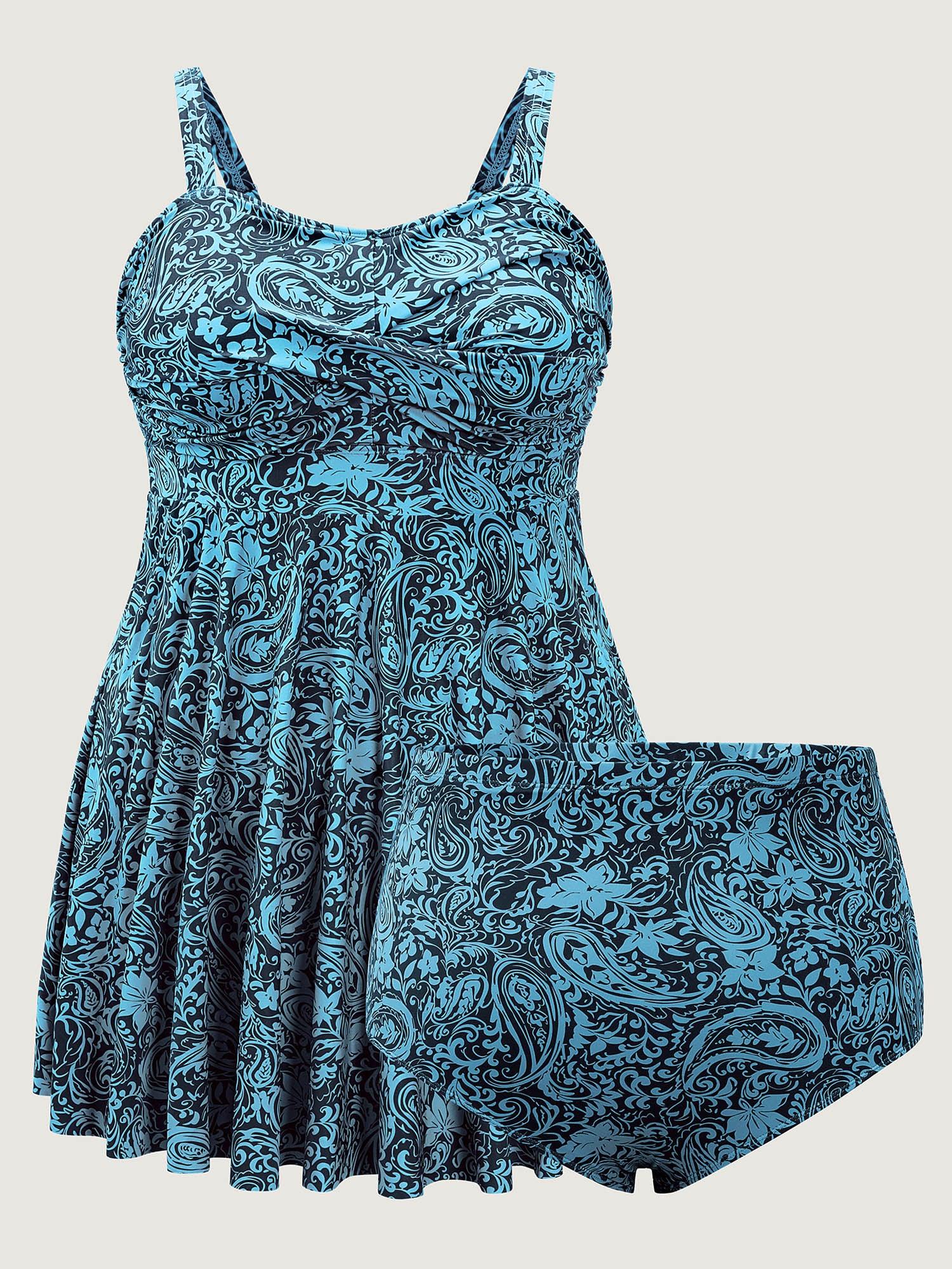Paisley Print Twist Front Swim Dress Female Product Image