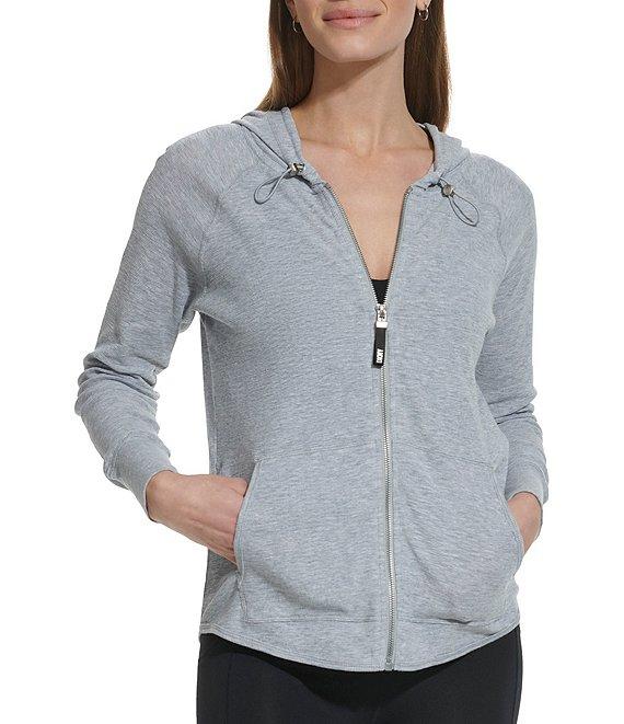 DKNY Sport by Donna Karan Long Sleeve Full Zip Mini Slub Waffle Pocketed Hoodie Product Image