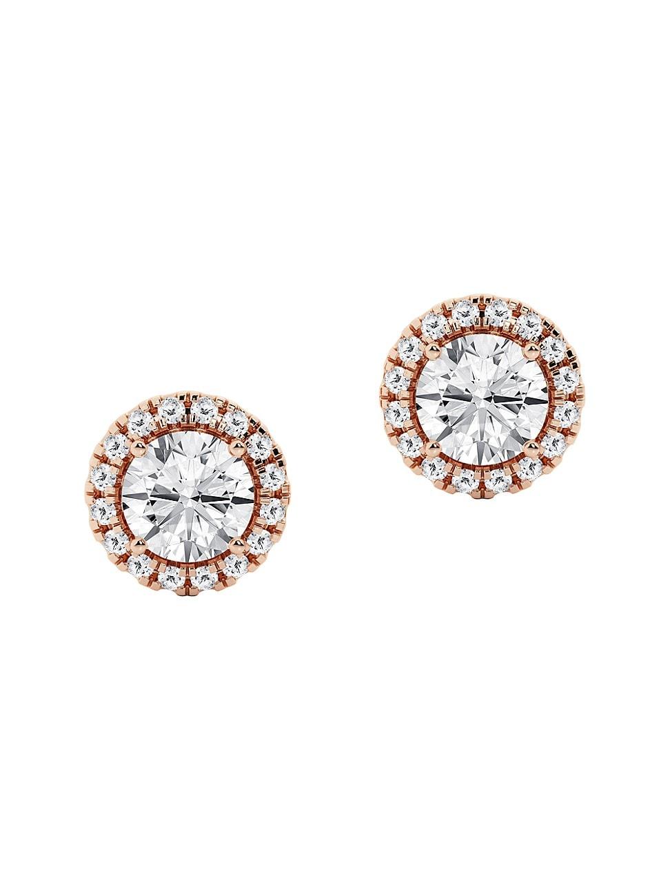 Womens 14K Gold & 0.64-3.51 TCW Lab-Grown Diamond Halo Stud Earrings Product Image