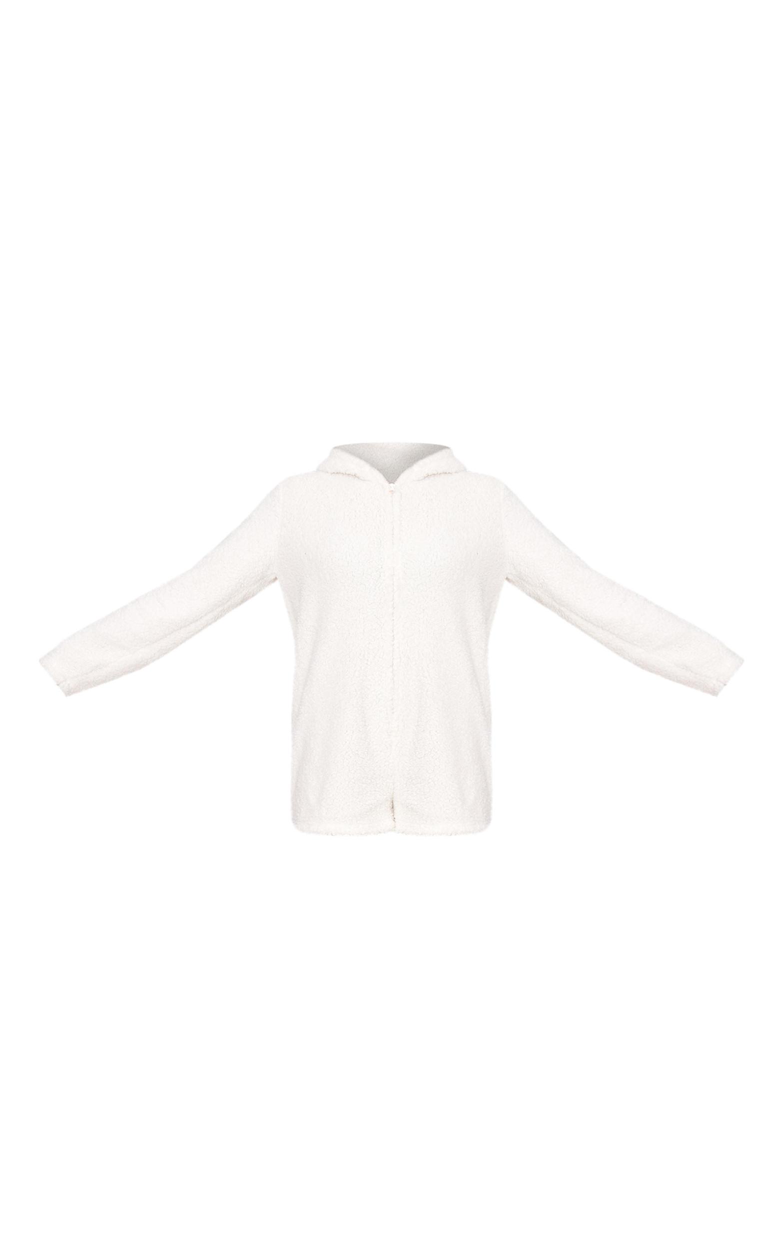 Cream Hooded Fleece Romper Product Image