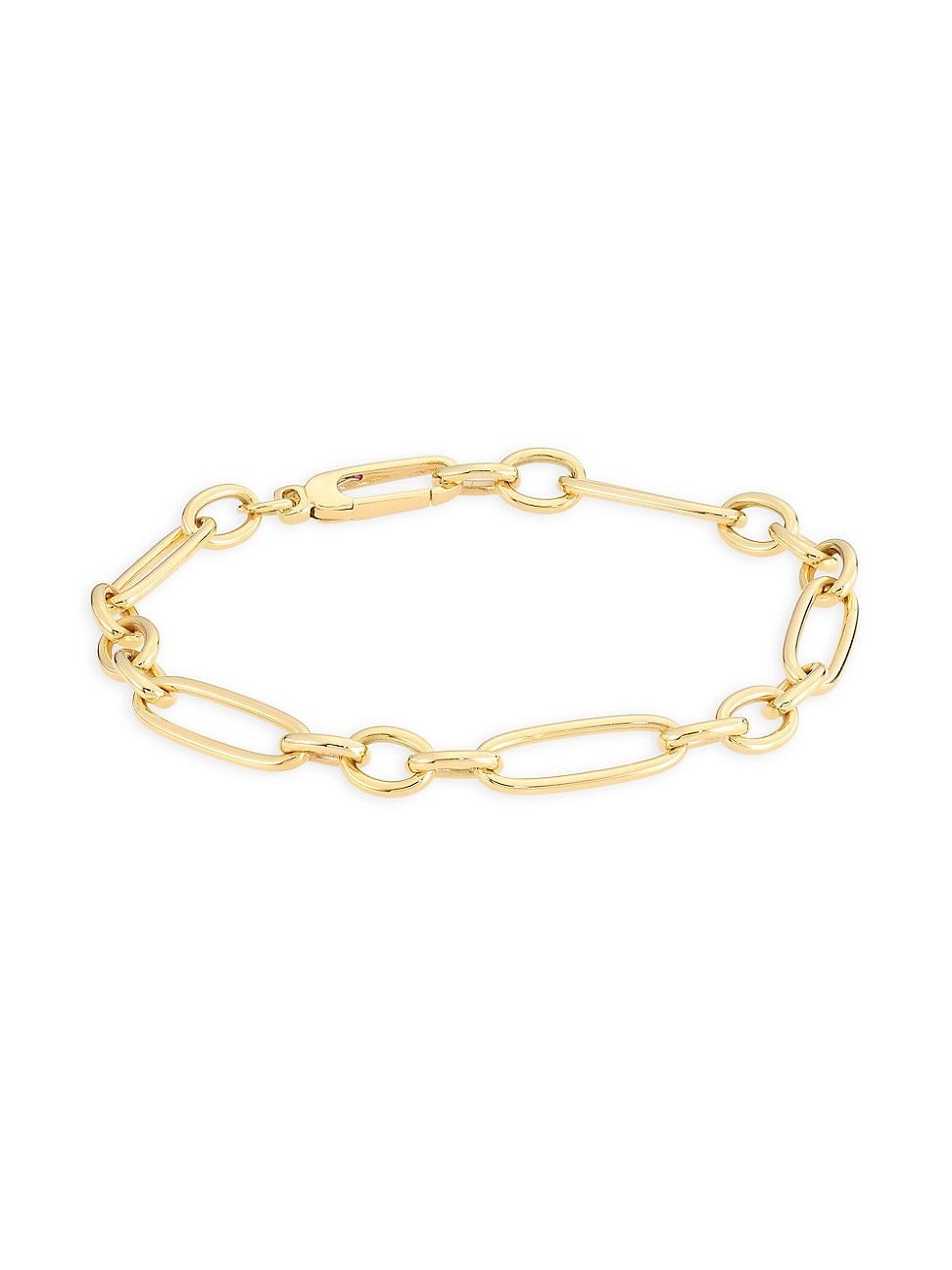 Womens 18K Yellow Gold Mixed Paper Clip Chain Bracelet Product Image