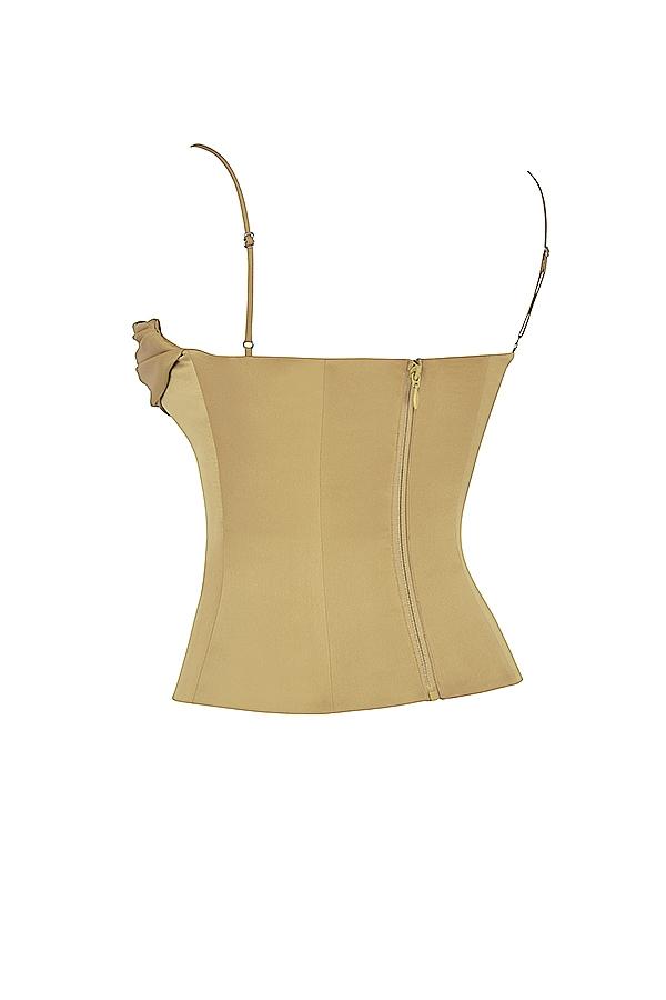 Letitia  olive satin lace up corset Product Image