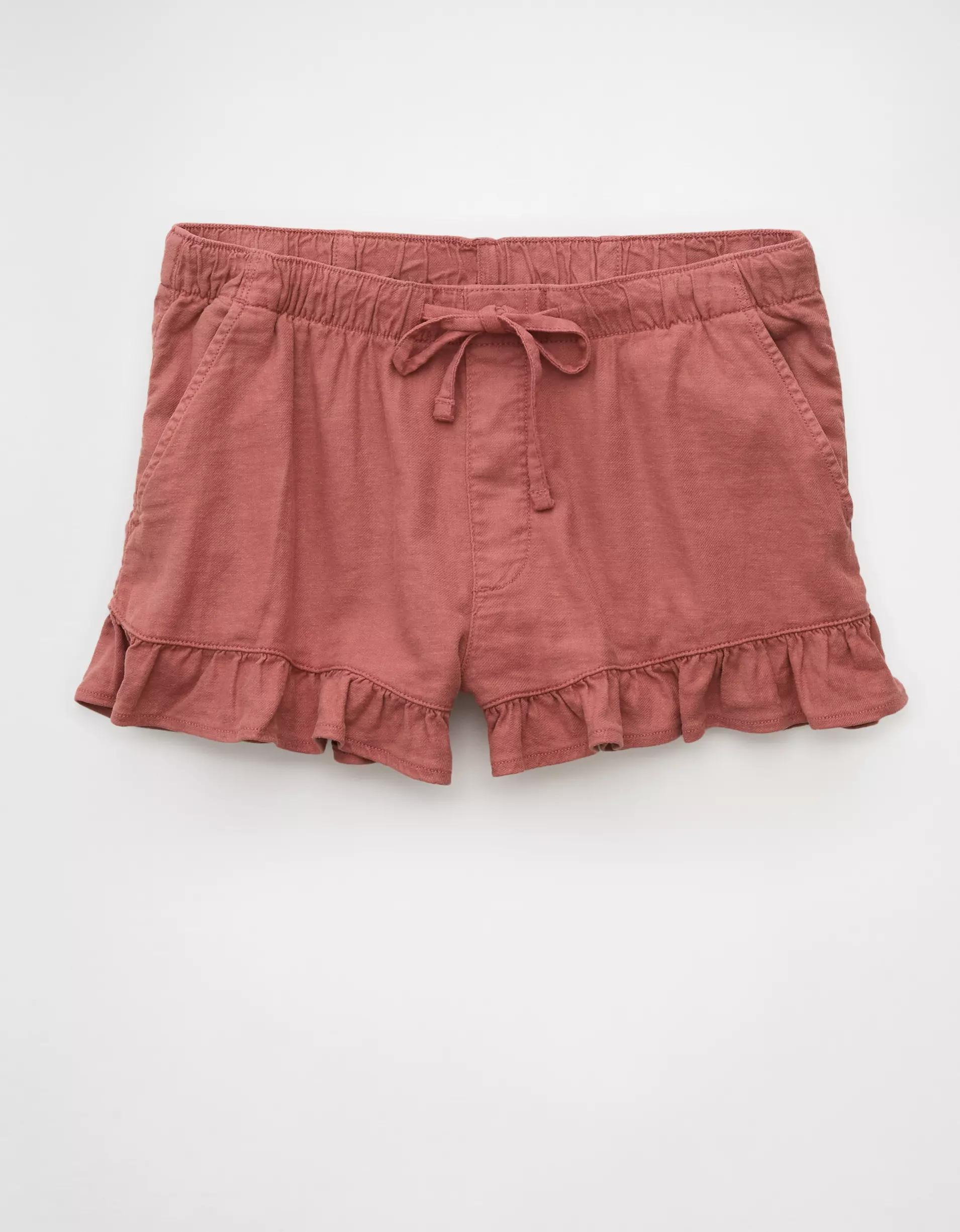 AE Stretch Linen-Blend Ruffle Short Product Image