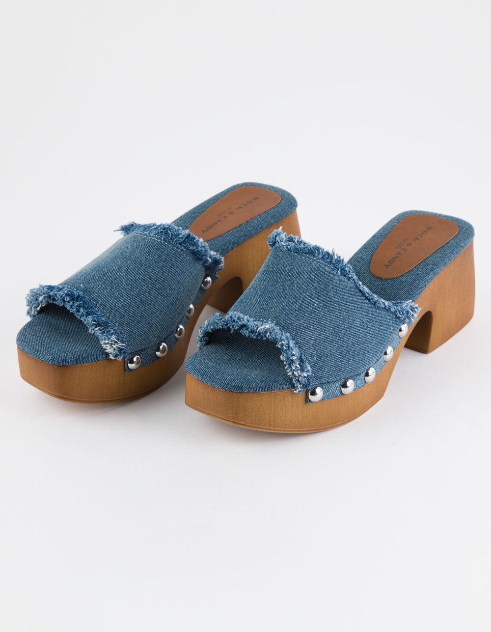 ROCK & CANDY Noelia Womens Platform Slide Sandals - BLUE DENIM Product Image