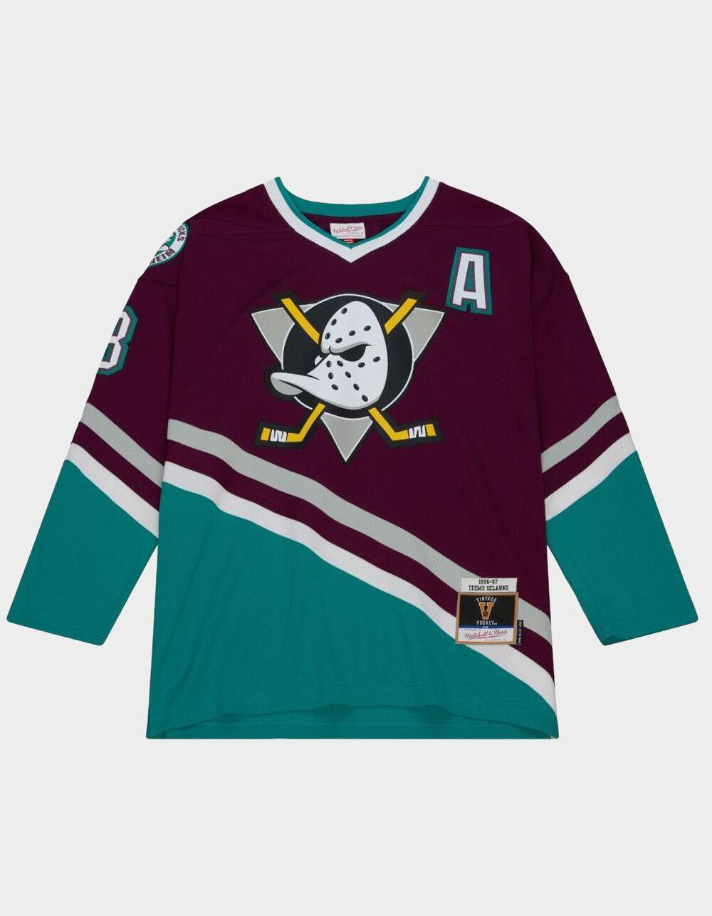 MITCHELL & NESS Blue Line Teemu Selanne Anaheim Ducks Dark 1996 Mens Hockey Jersey - PURPLE Product Image