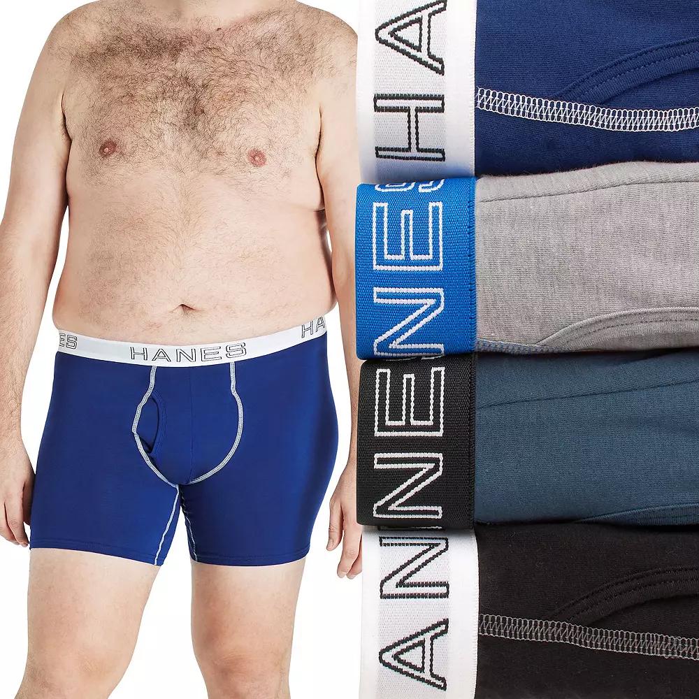 Big & Tall Hanes Ultimate 4-Pack Big Men's Stretch Cotton Boxer Brief Underwear, Size: 3XB, Assorted Product Image