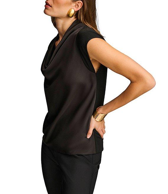 Donna Karan Knit Cowl Neck Short Sleeve Blouse Product Image