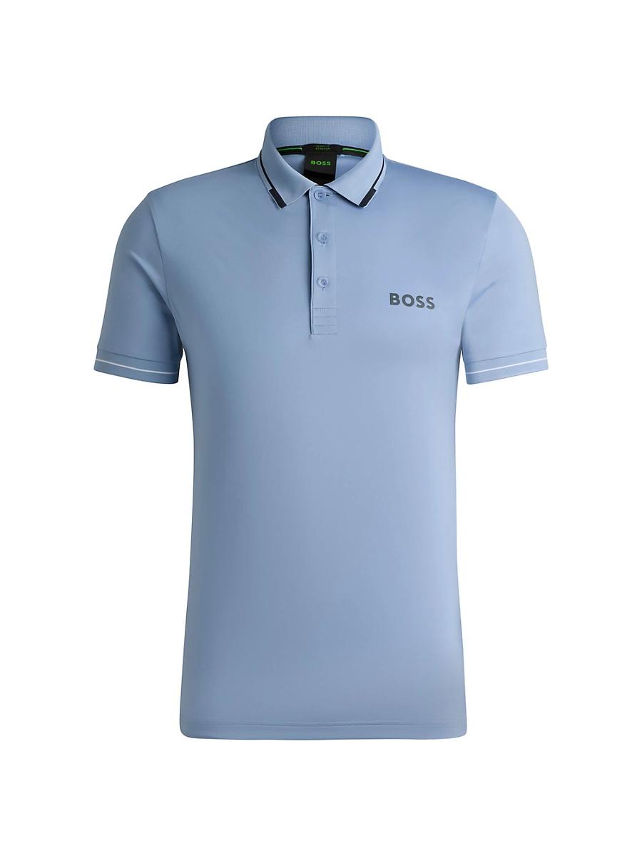 Mens Slim-Fit Polo Shirt with Contrast Logos Product Image
