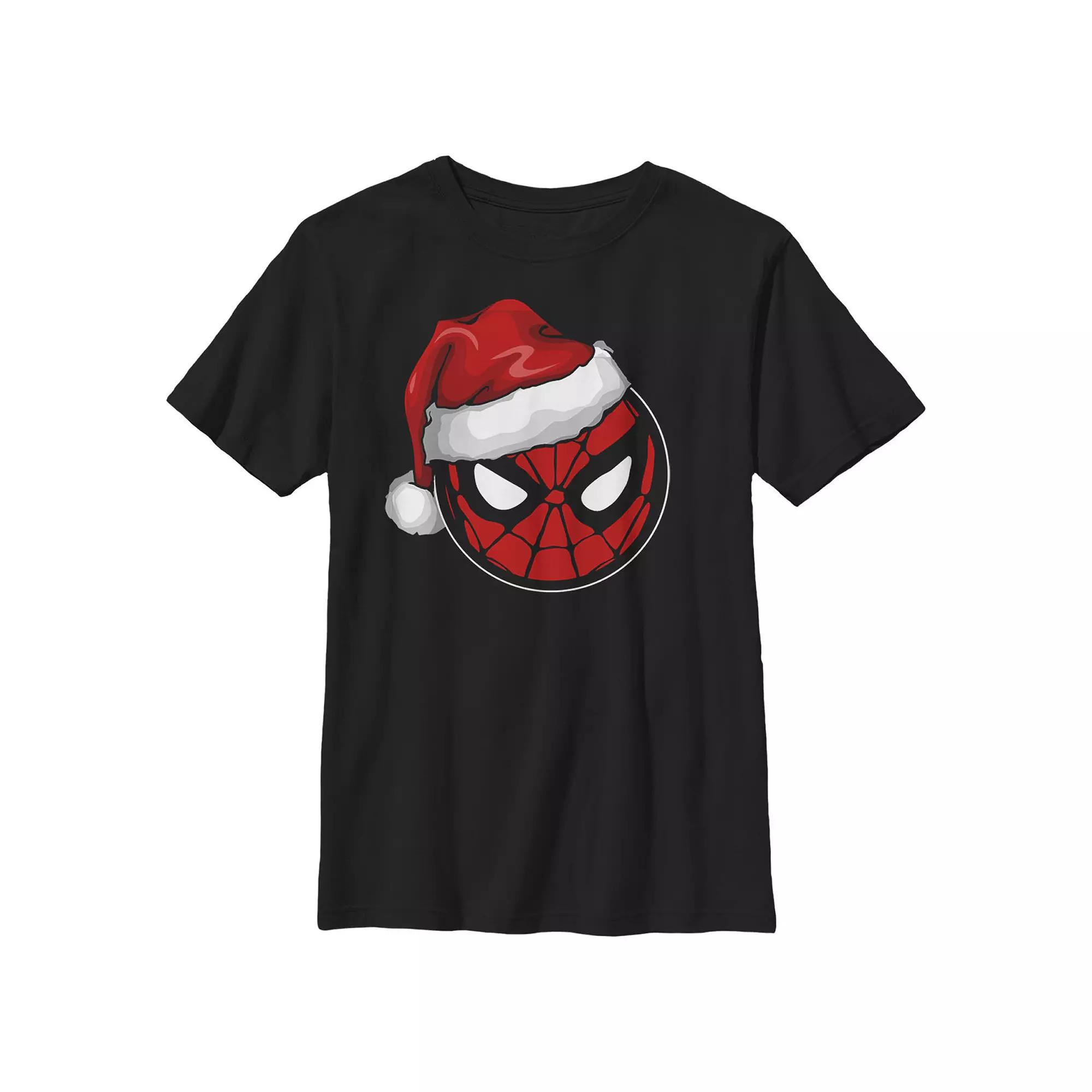 Boys 4-7 Spider-Man Wearing Santa Claus Hat Graphic Tee, Boy's,  Product Image